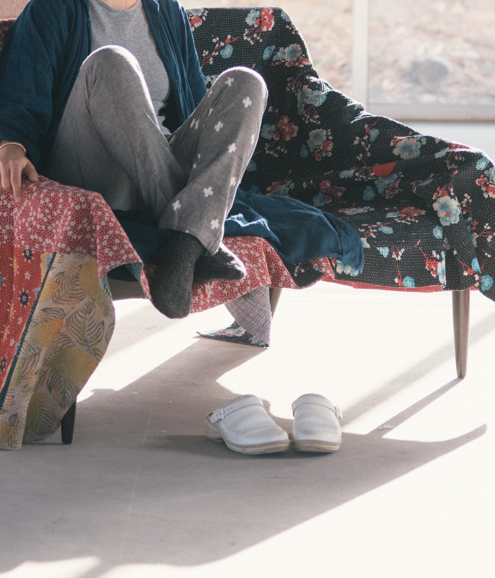 うなぎの寝床/もんぺ/十字模様/薄地