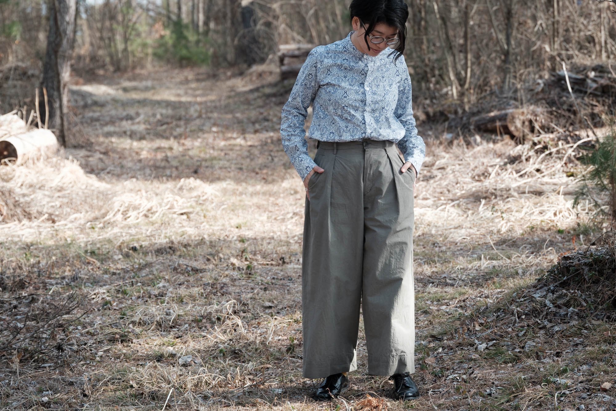 宝島染工/ワイドクロップドパンツ