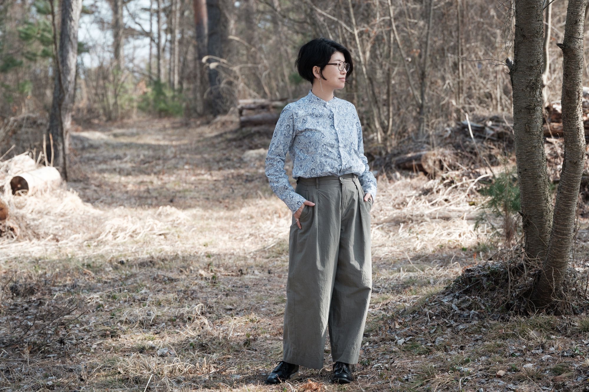 宝島染工/ワイドクロップドパンツ