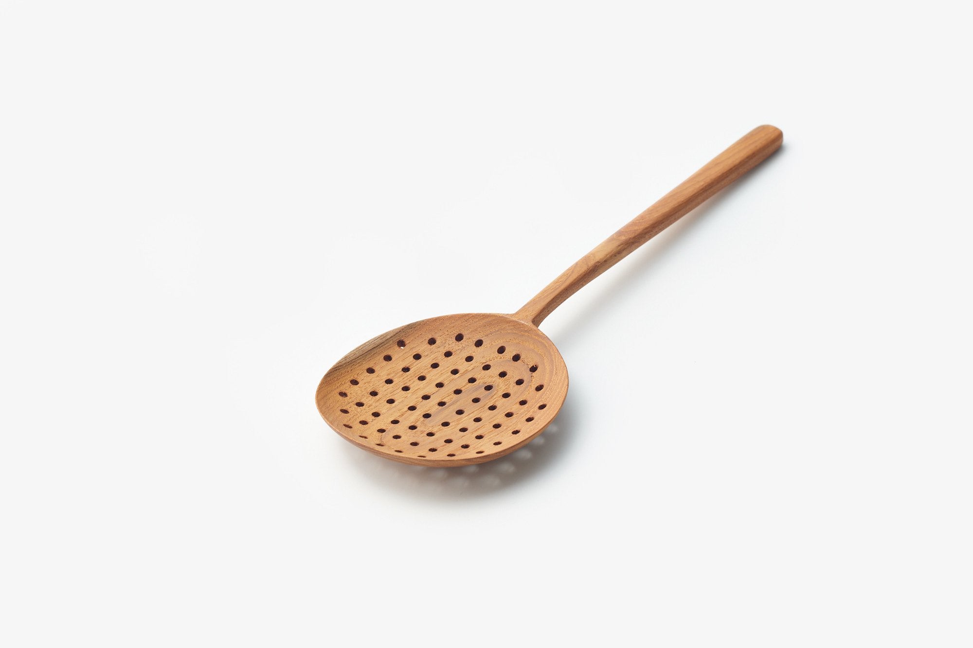 ラオスのカトラリー/穴開きレードル/チーク