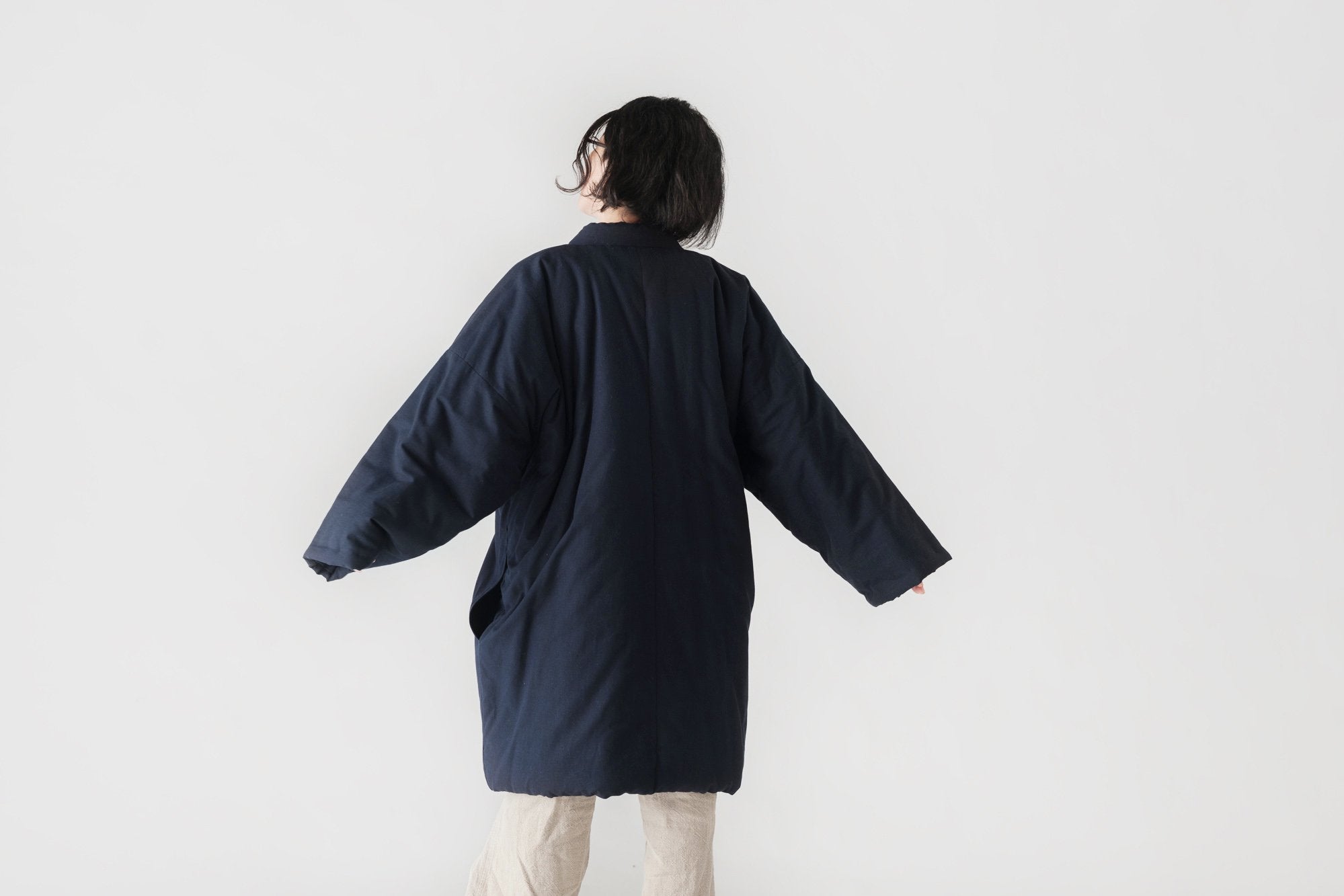 宮田織物/山並み袢天/oversized