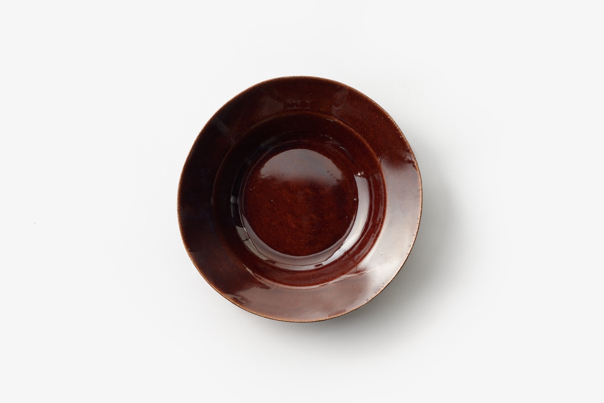 大江憲一/8寸リム皿/茶