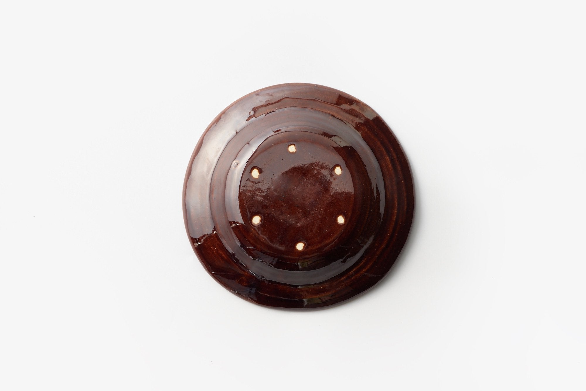 大江憲一/8寸リム皿/茶