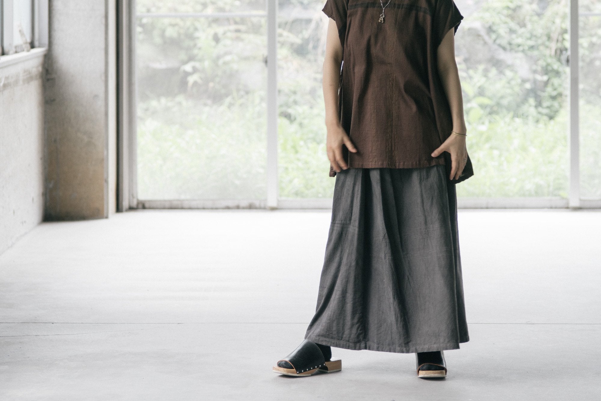 tamaki niime/powan skirt long/cotton