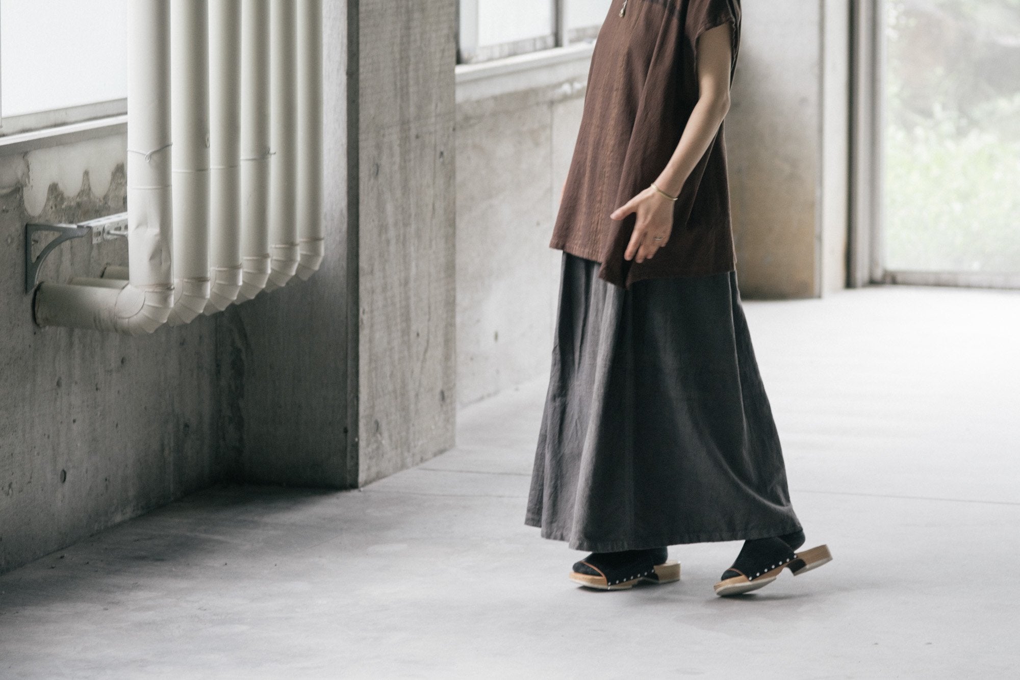 tamaki niime/powan skirt long/cotton