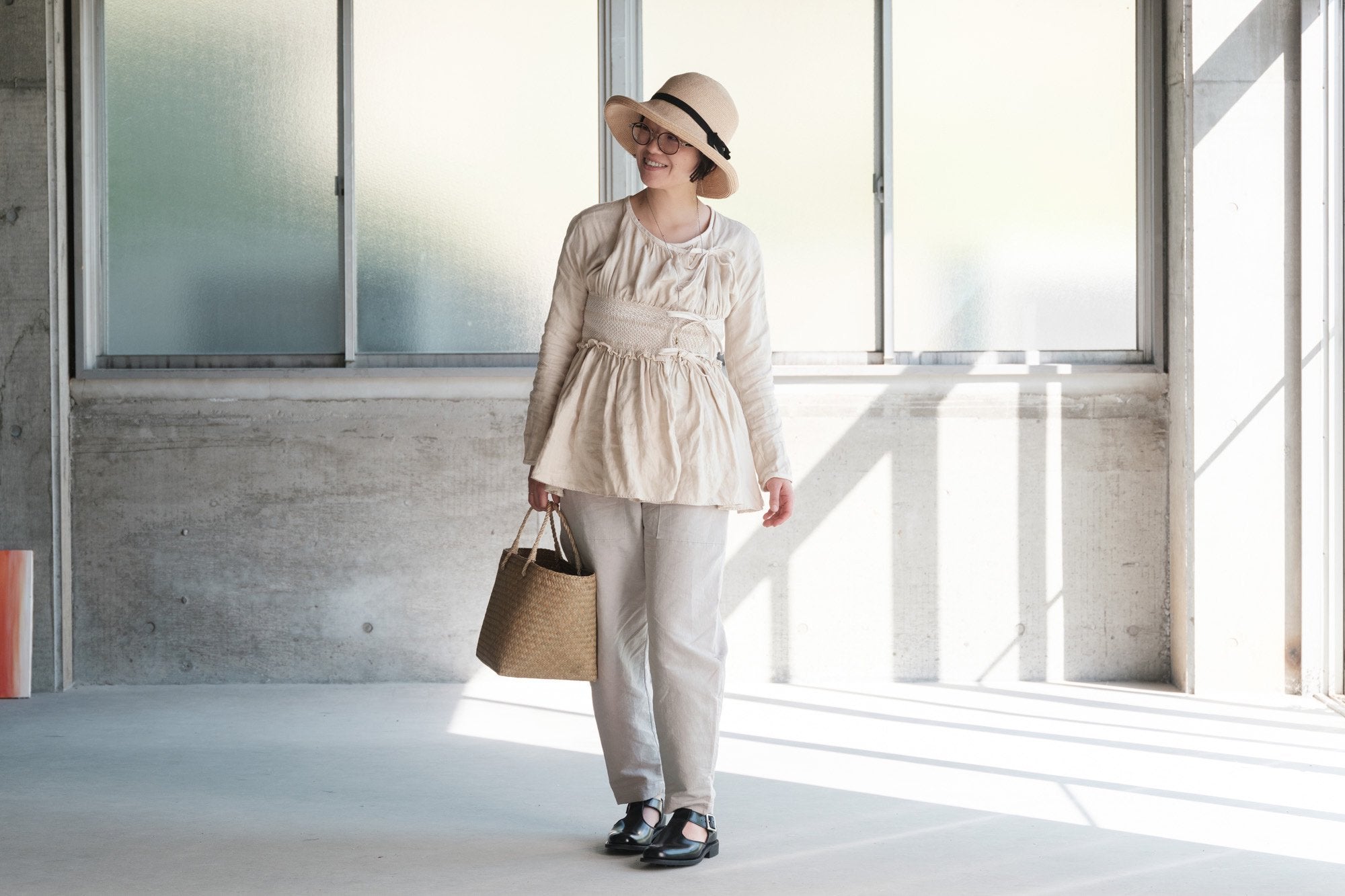 ASEEDONCLOUD/HW EASY TROUSERS/Linen nylon