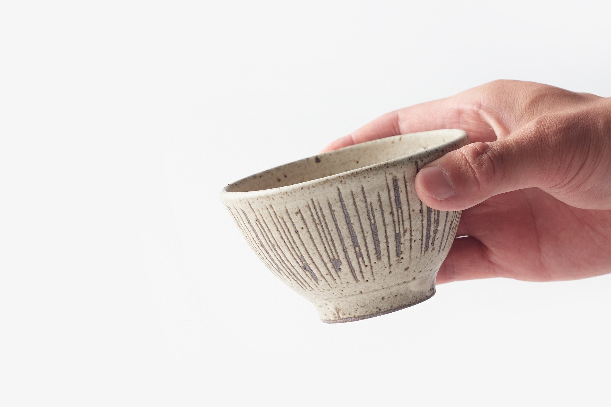 角りわ子/黒墨釉線紋汲出 白色釉呉須線汲出 白釉線紋汲出