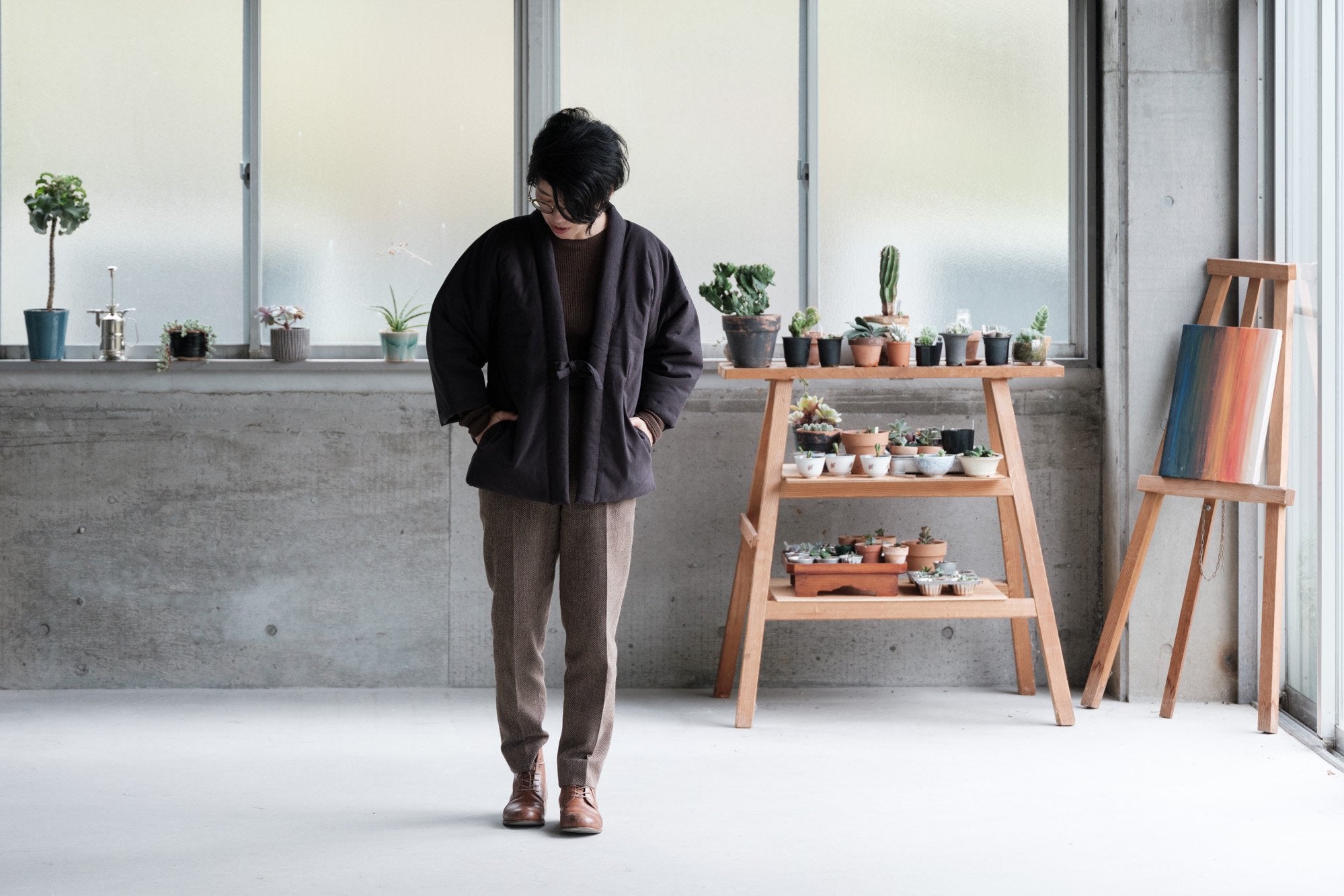 宮田織物/山並み袢天/shortsized