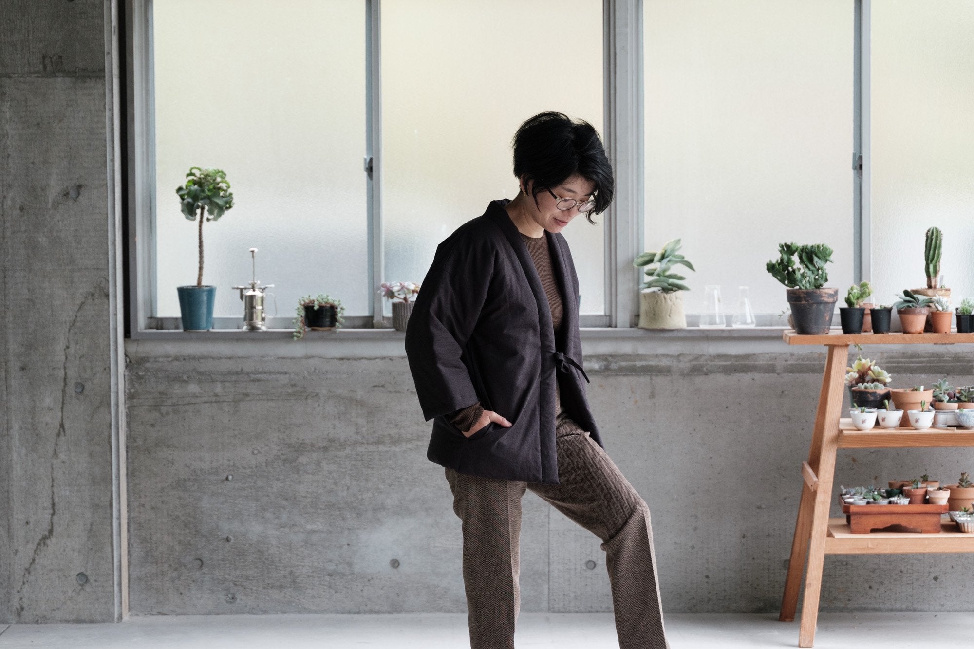 宮田織物/山並み袢天/shortsized