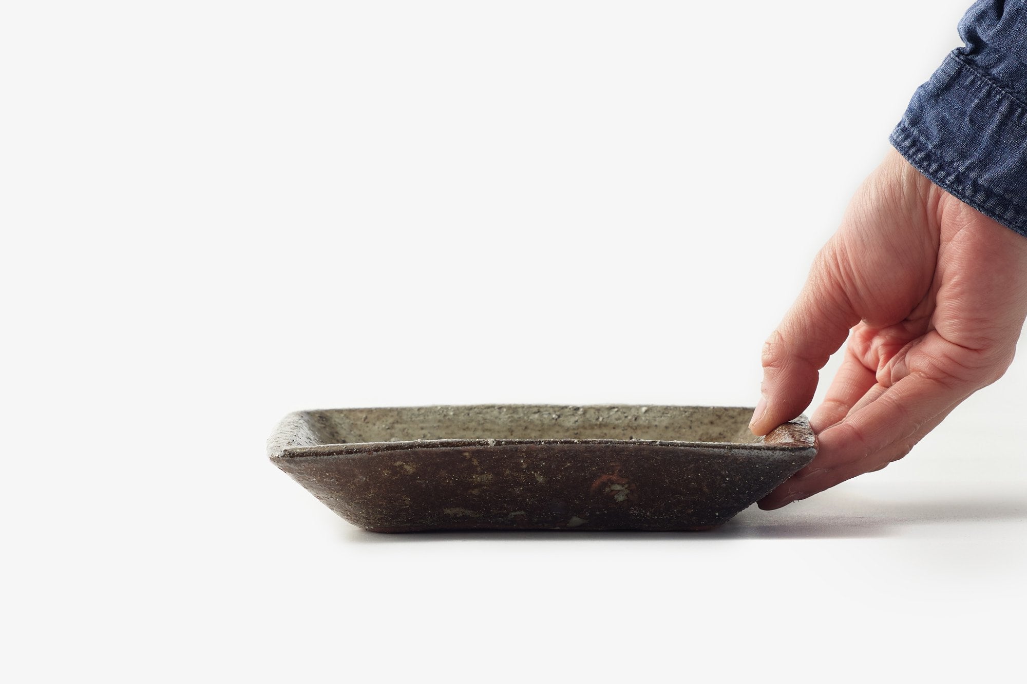 辰巳窯/枠打四方皿