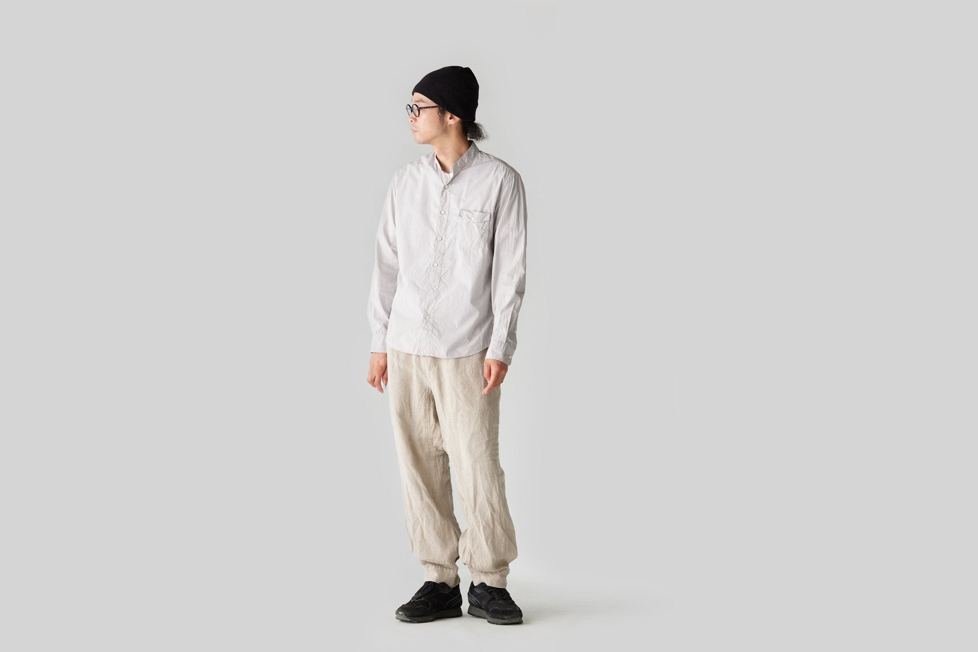 classico/h.b スタンドカラーシャツ/organic typewriter cloth