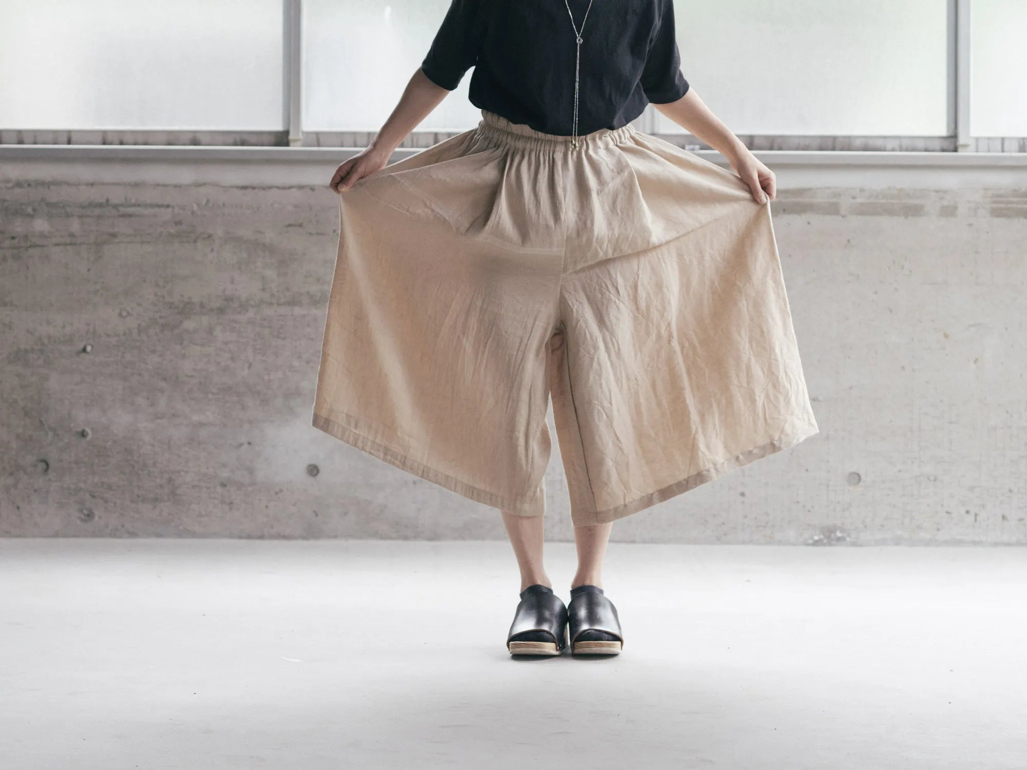 tamaki niime/wide pants long pocket/cotton