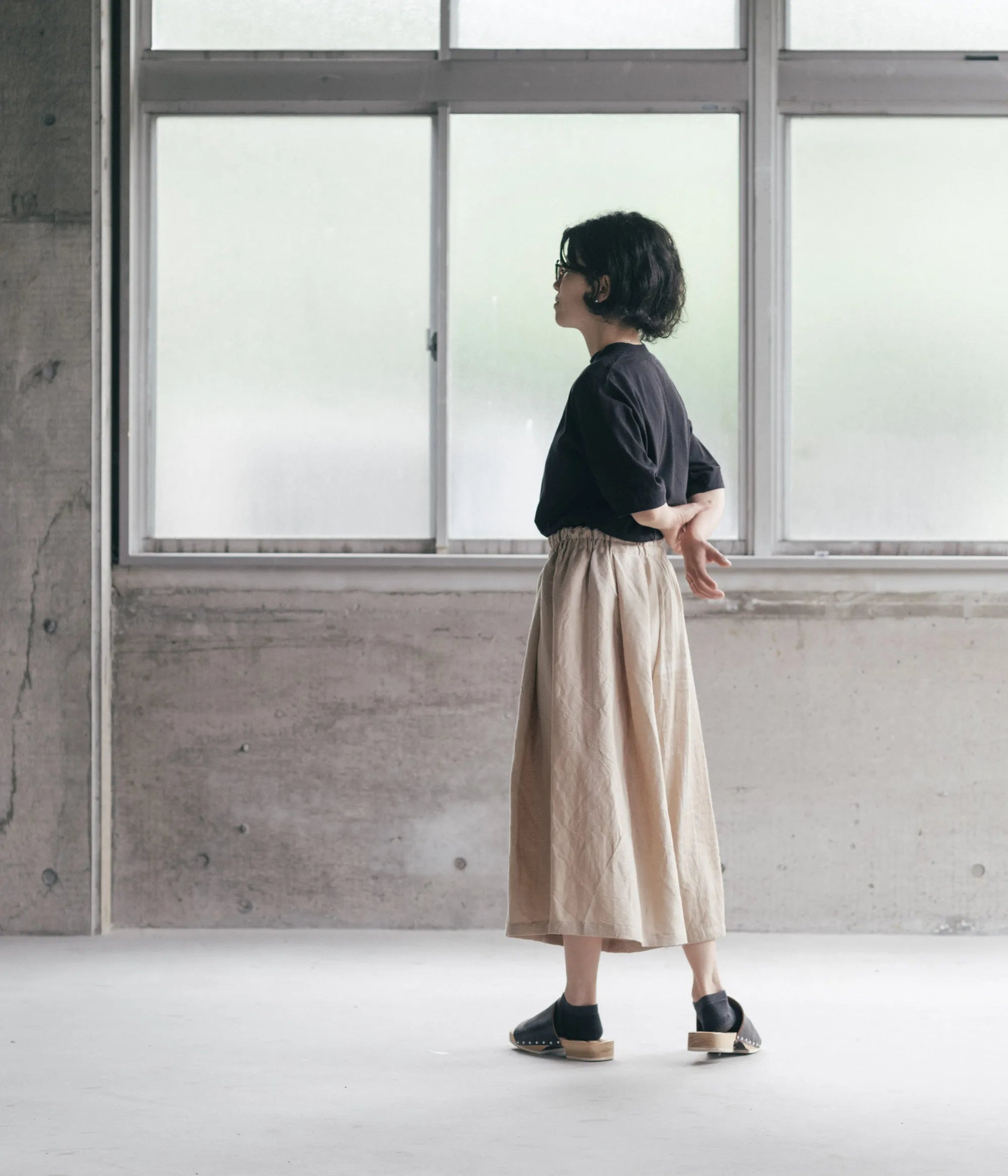 tamaki niime/wide pants long pocket/cotton