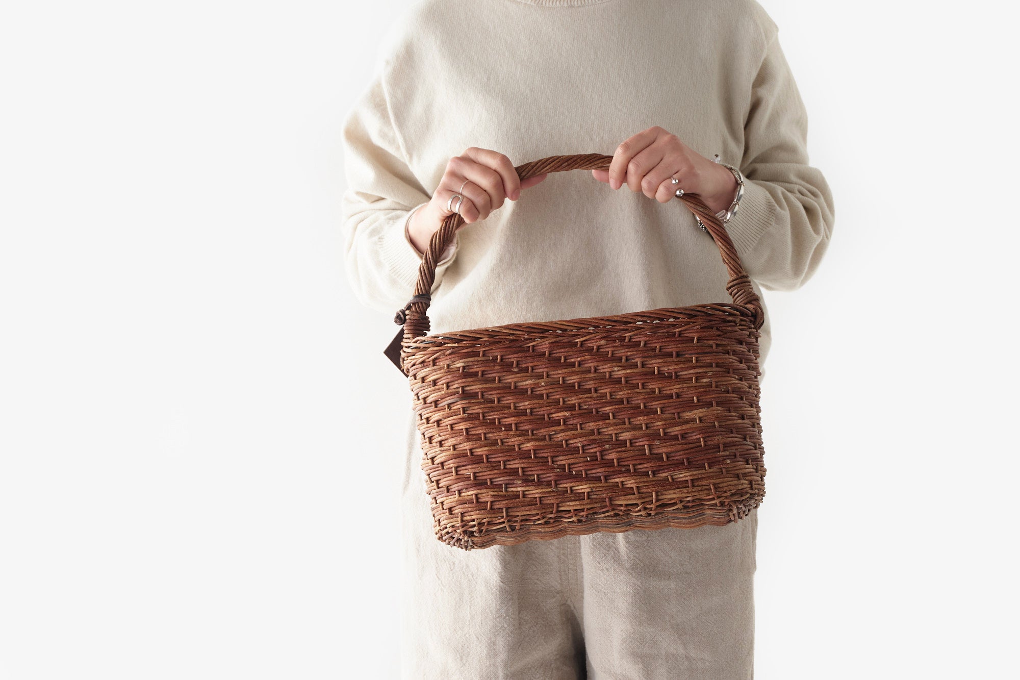 松野屋/あけび楕円1本手かご