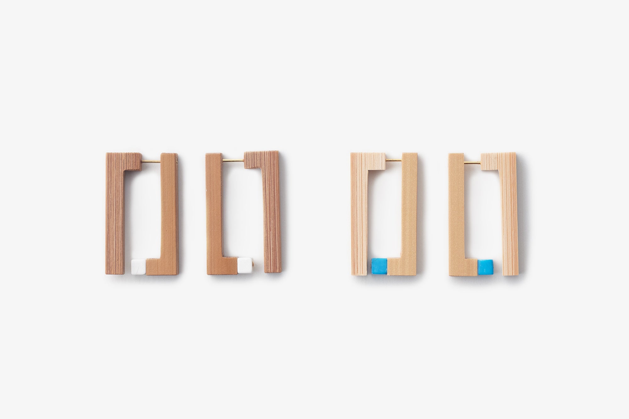 高野竹工/-角 kaku- ピアス/白竹 燻煤竹