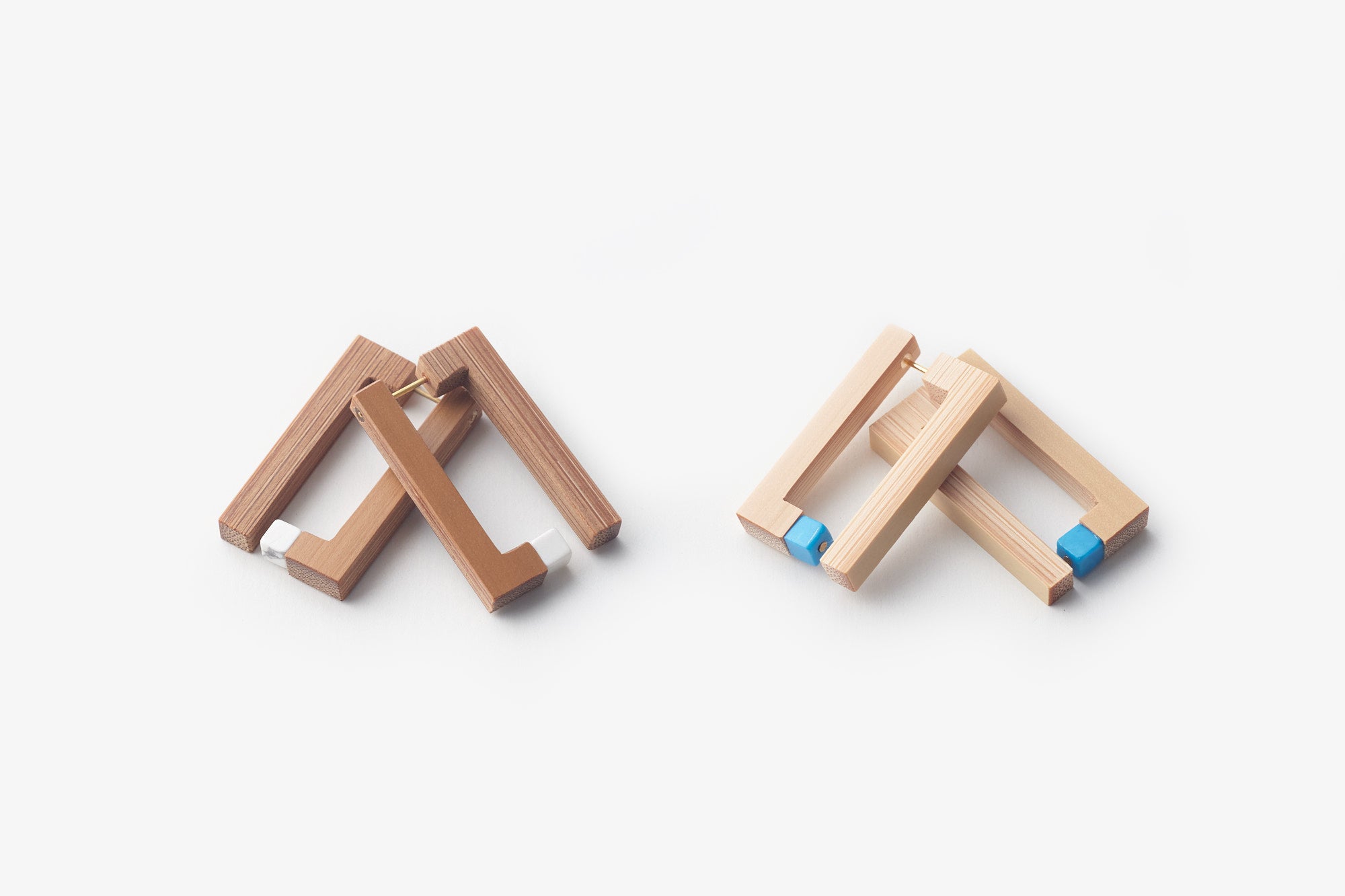 高野竹工/-角 kaku- ピアス/白竹 燻煤竹