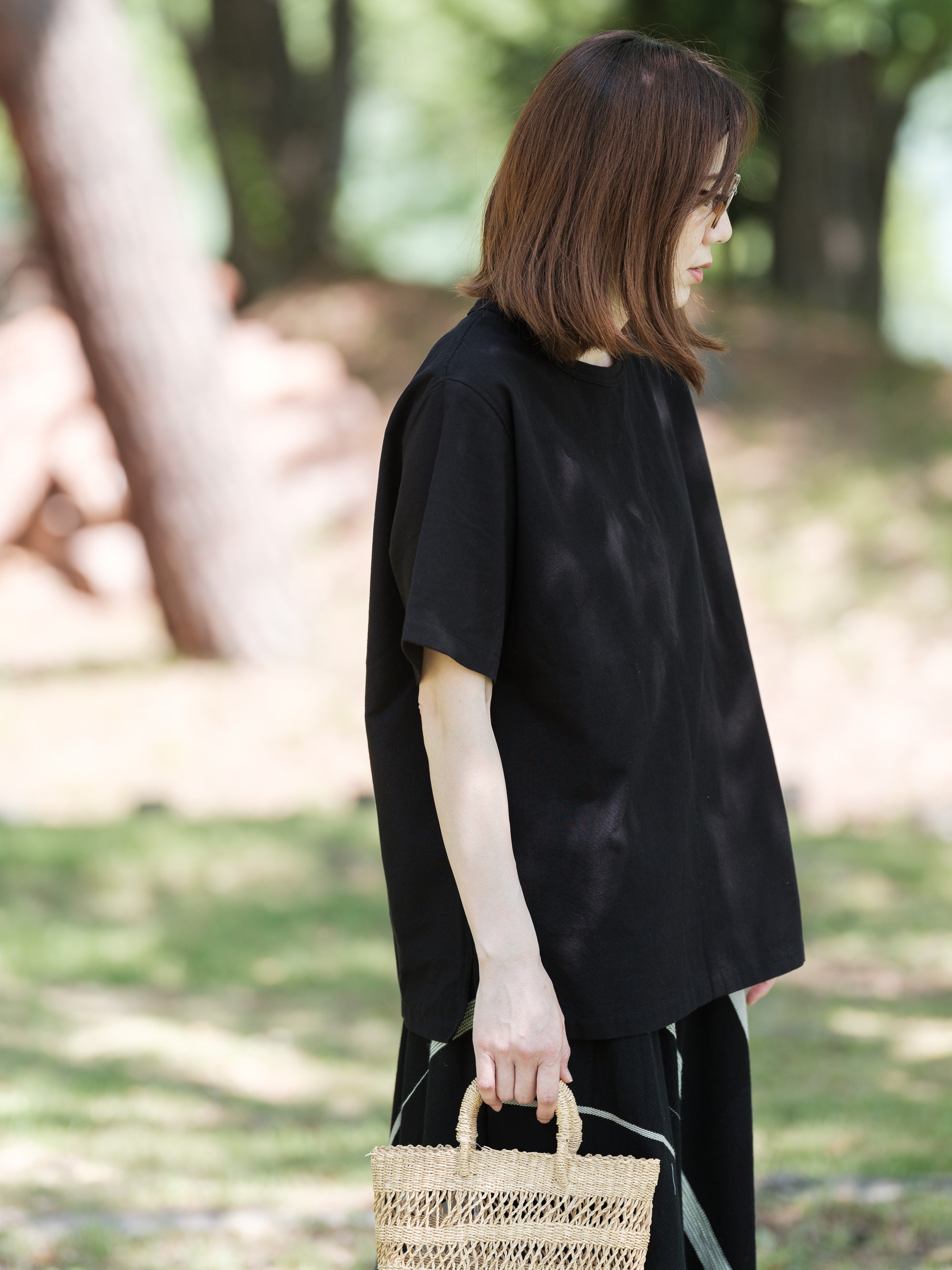 うなぎの寝床/久留米絣/Tシャツ/無地 ちぢみ