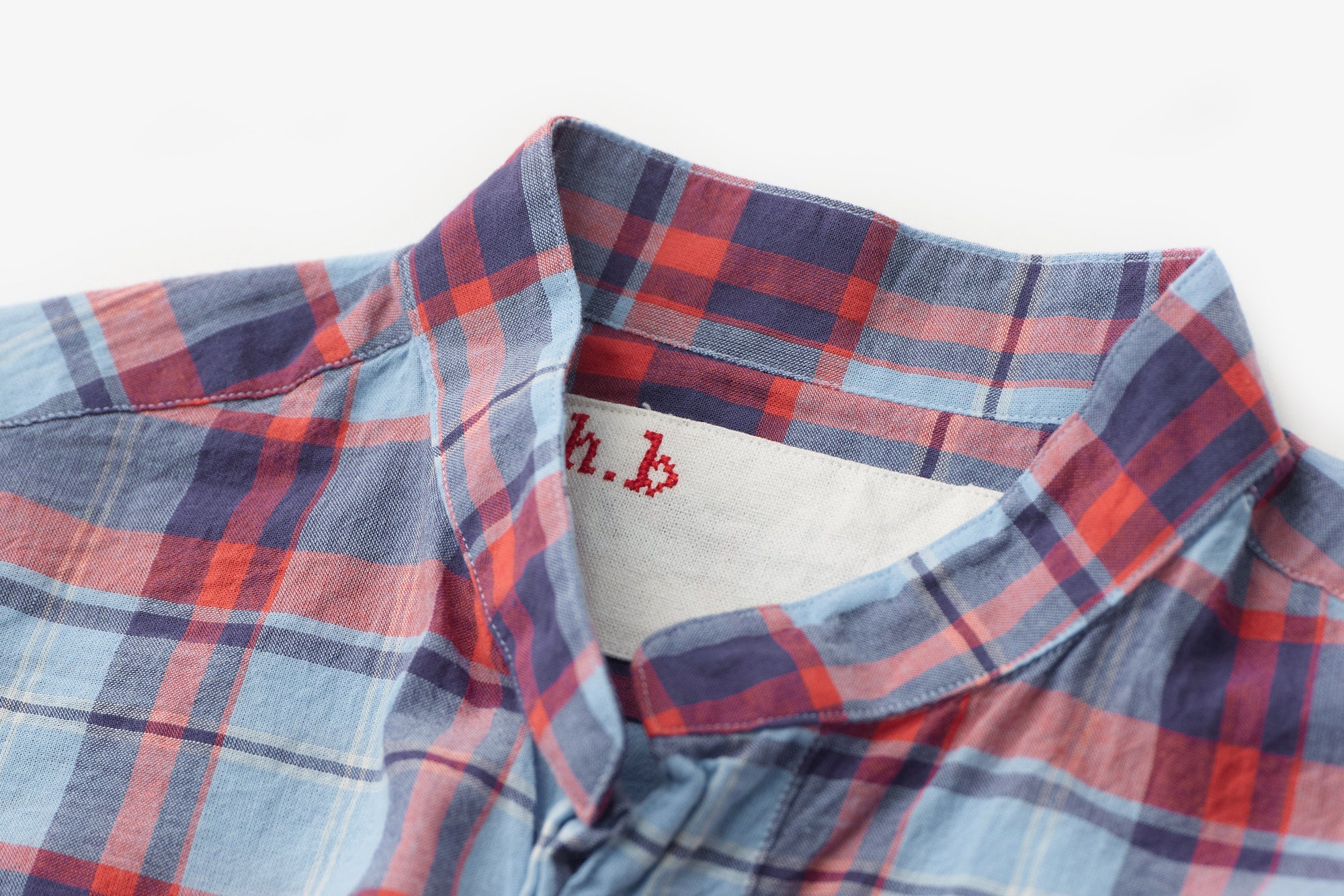 classico/h.b スタンドカラーシャツ/オーガニックコットン/sundar check