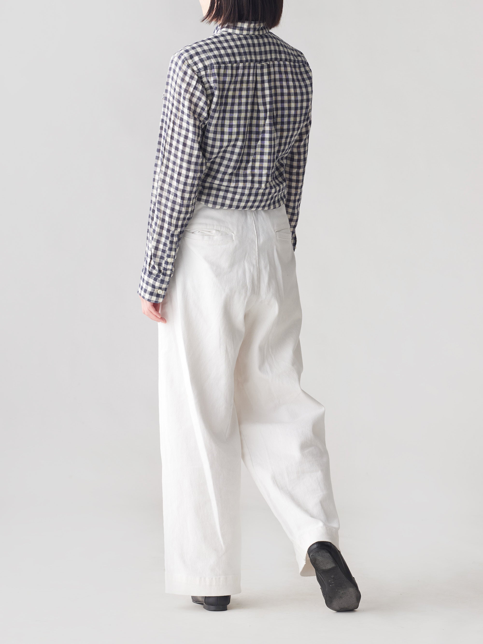 classico/h.b スタンドカラーシャツ/ダブルガーゼ ギンガム
