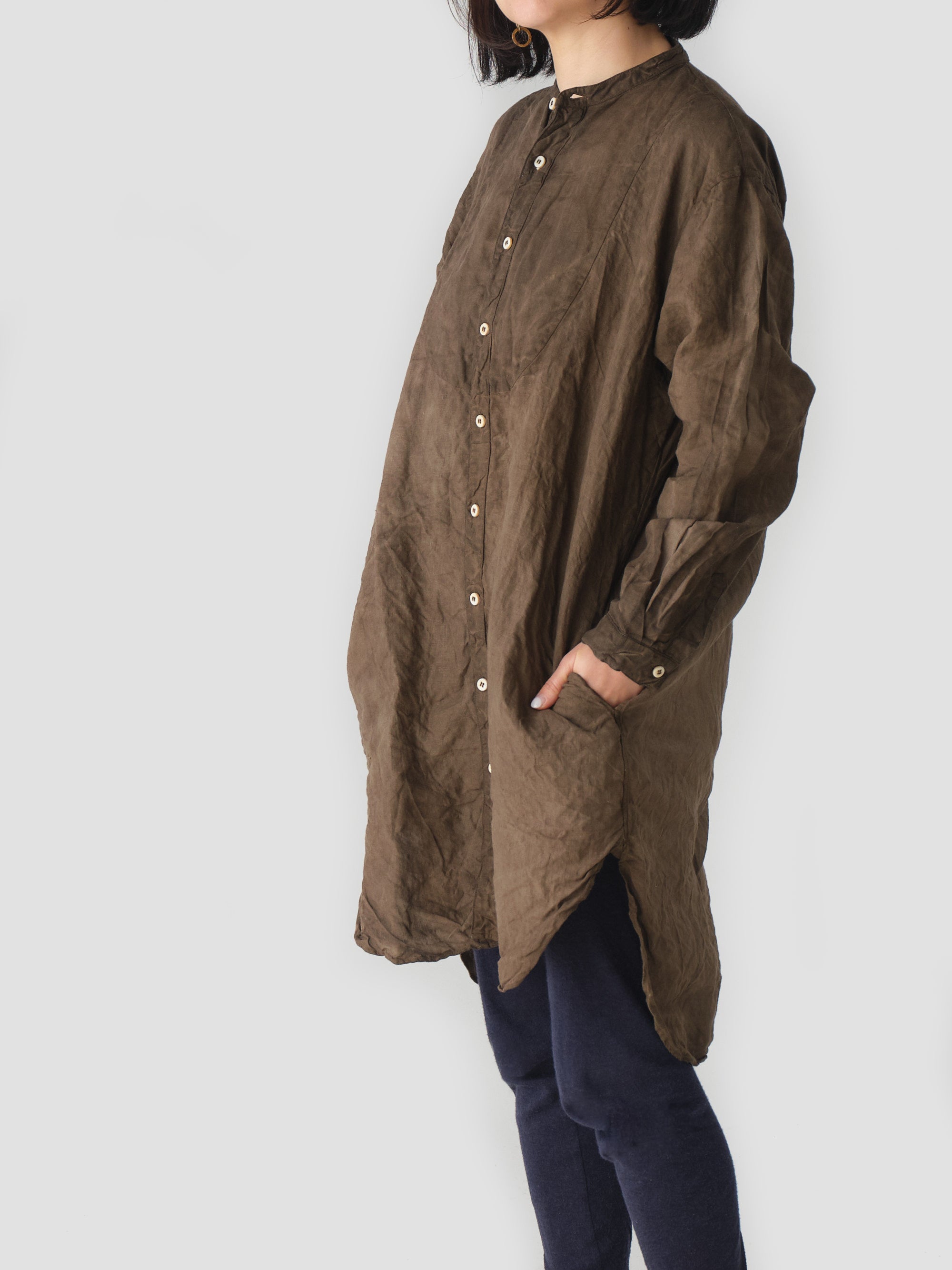 宝島染工/リネン切替BIGシャツ/乙なもの