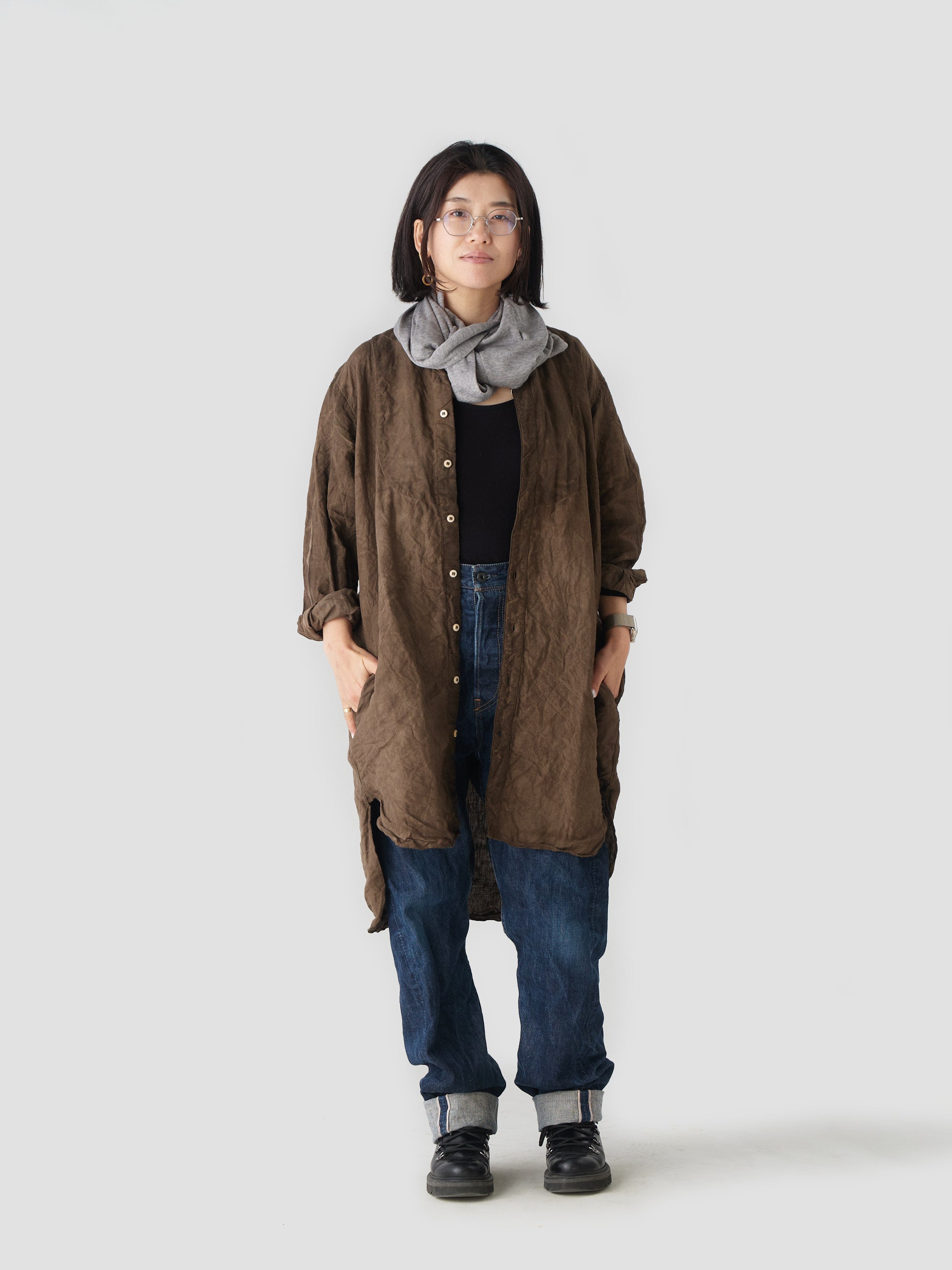 宝島染工/リネン切替BIGシャツ/乙なもの