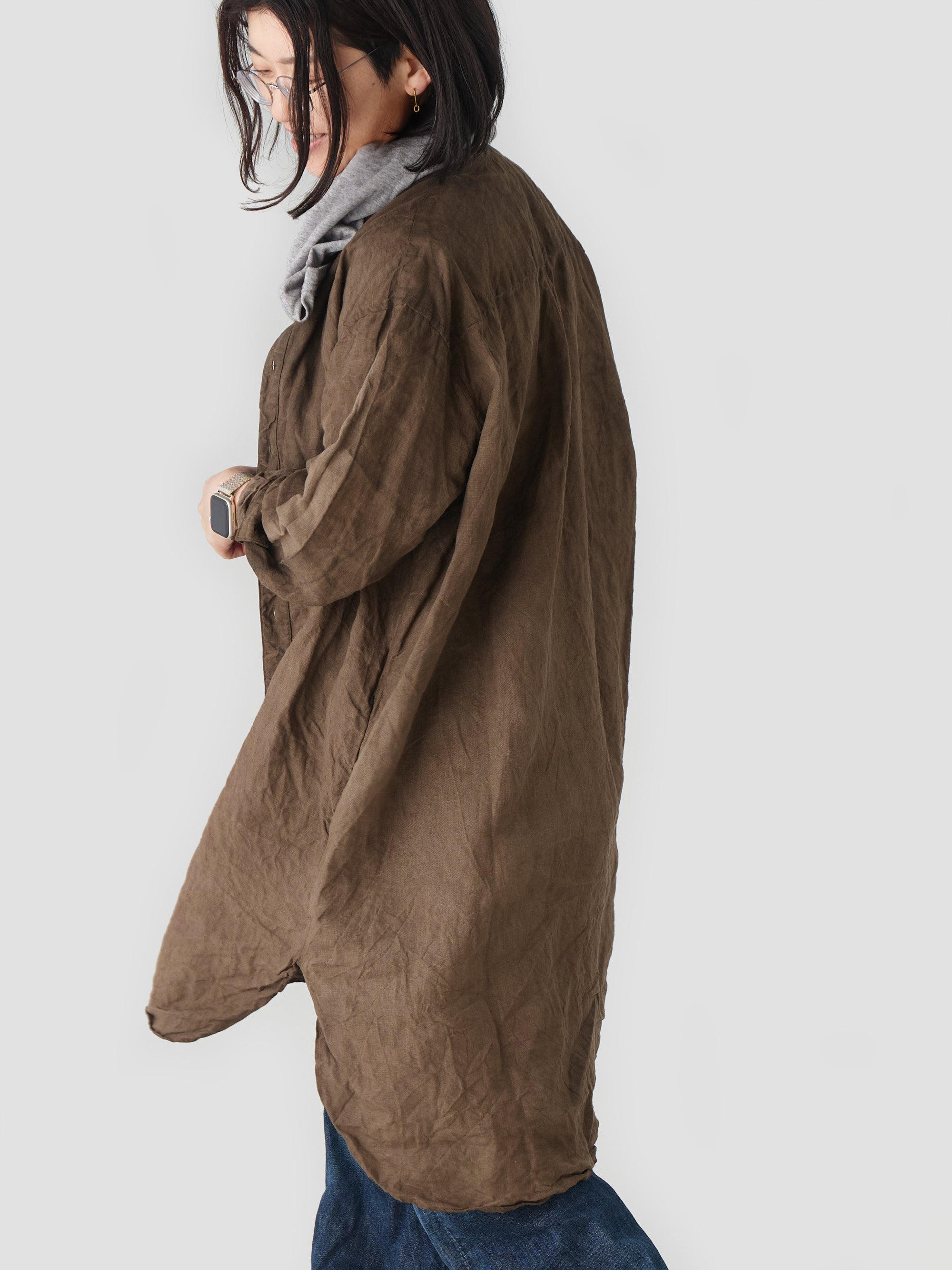 宝島染工/リネン切替BIGシャツ/乙なもの