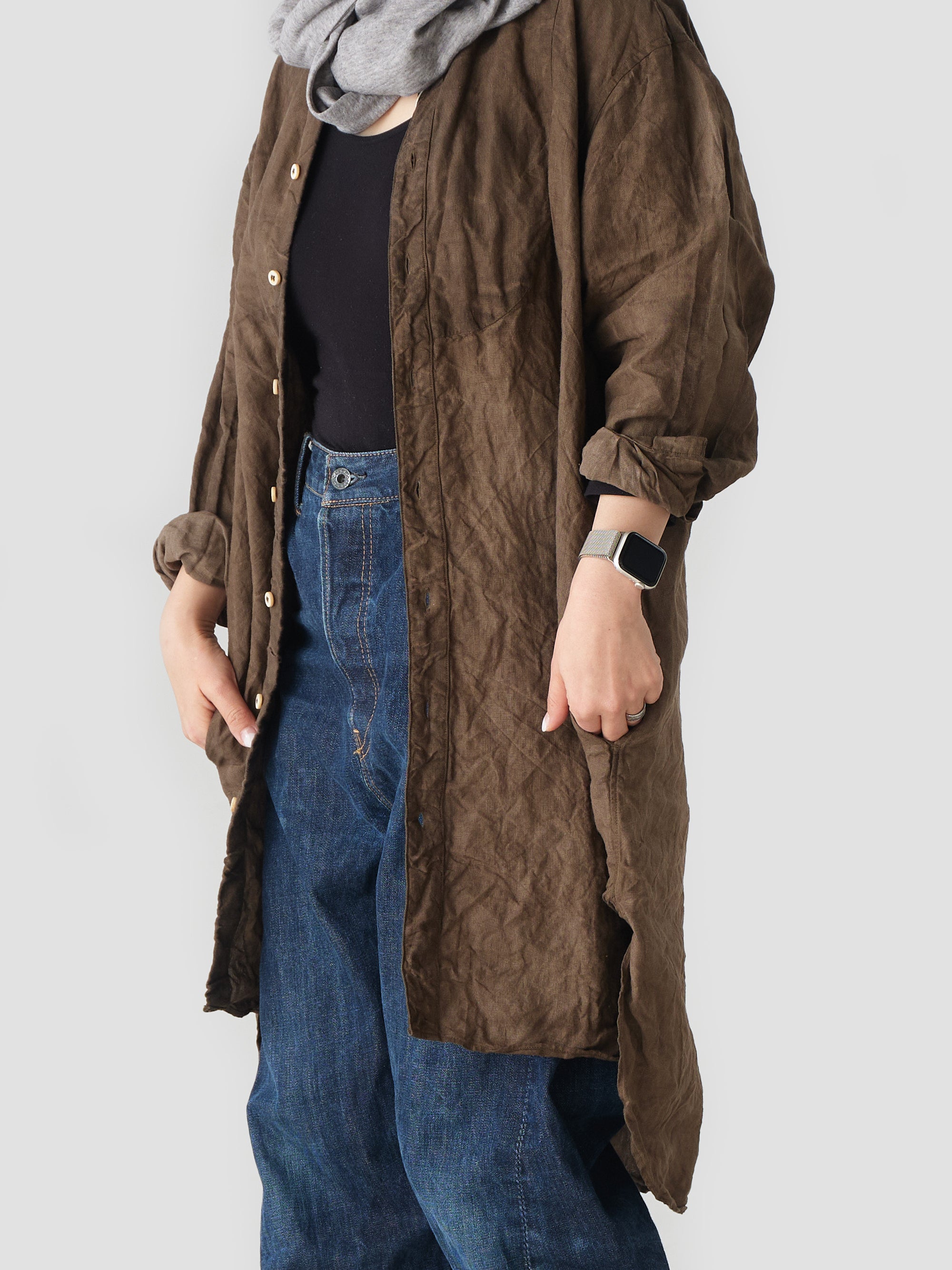 宝島染工/リネン切替BIGシャツ/乙なもの