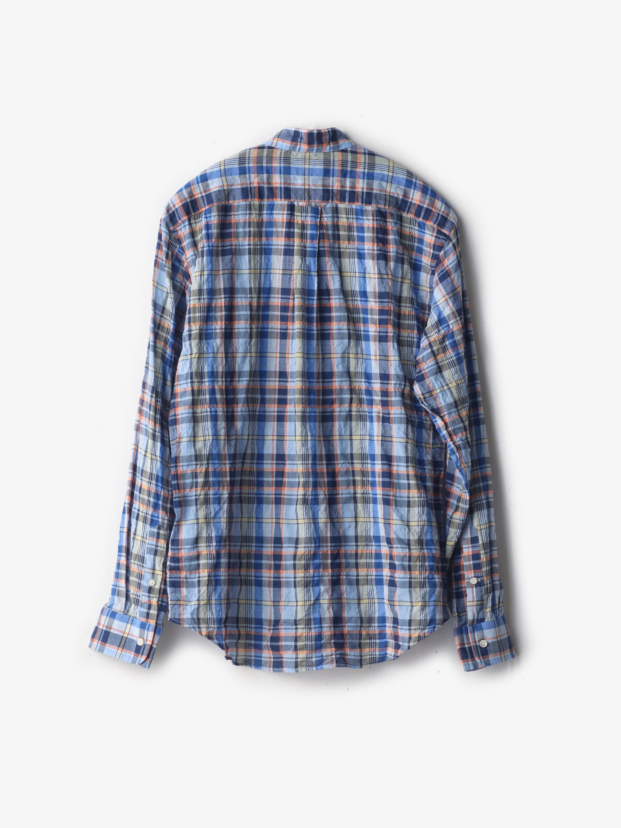 classico/h.b スタンドカラーシャツ/shirring madras