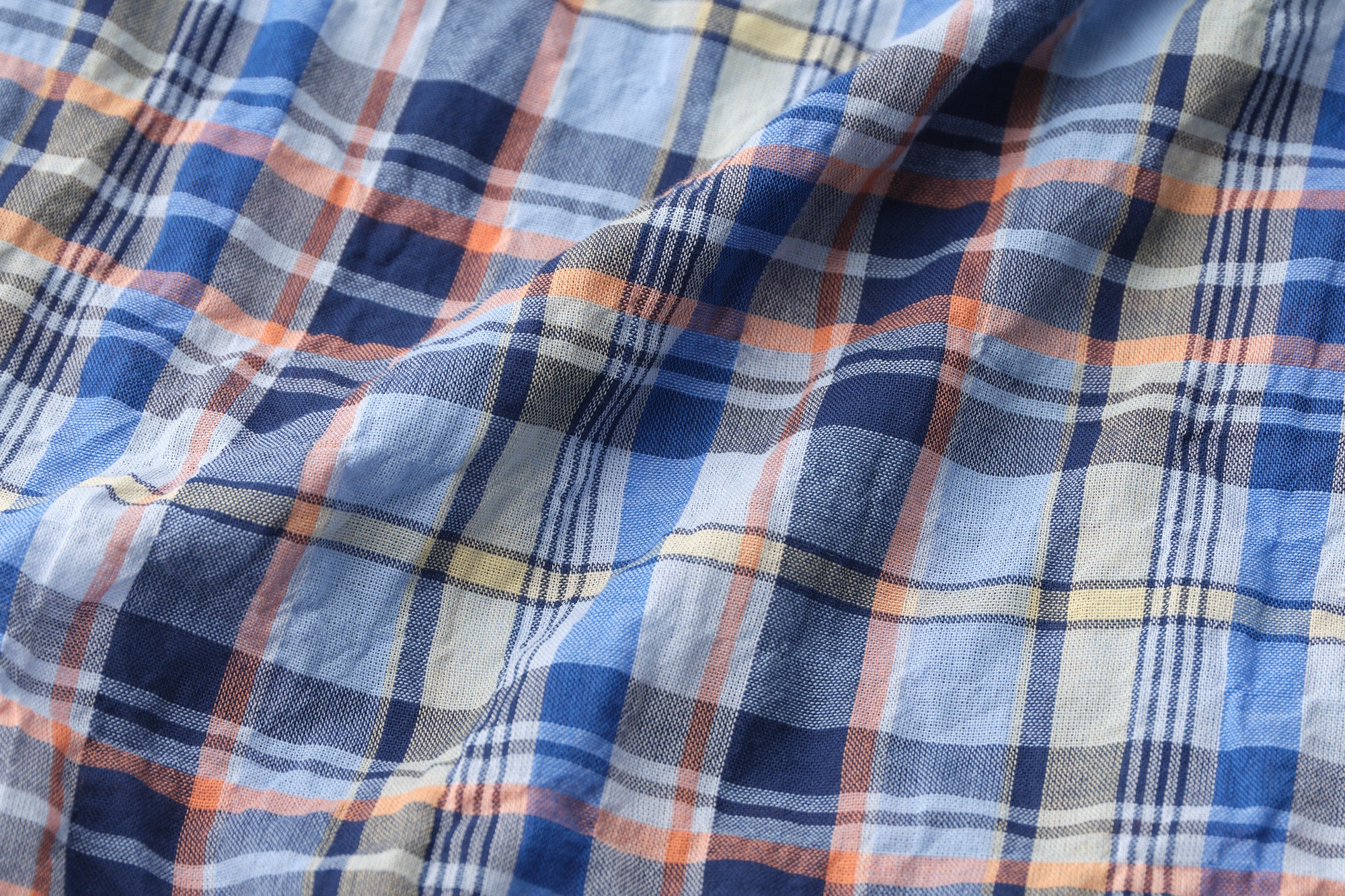classico/h.b スタンドカラーシャツ/shirring madras