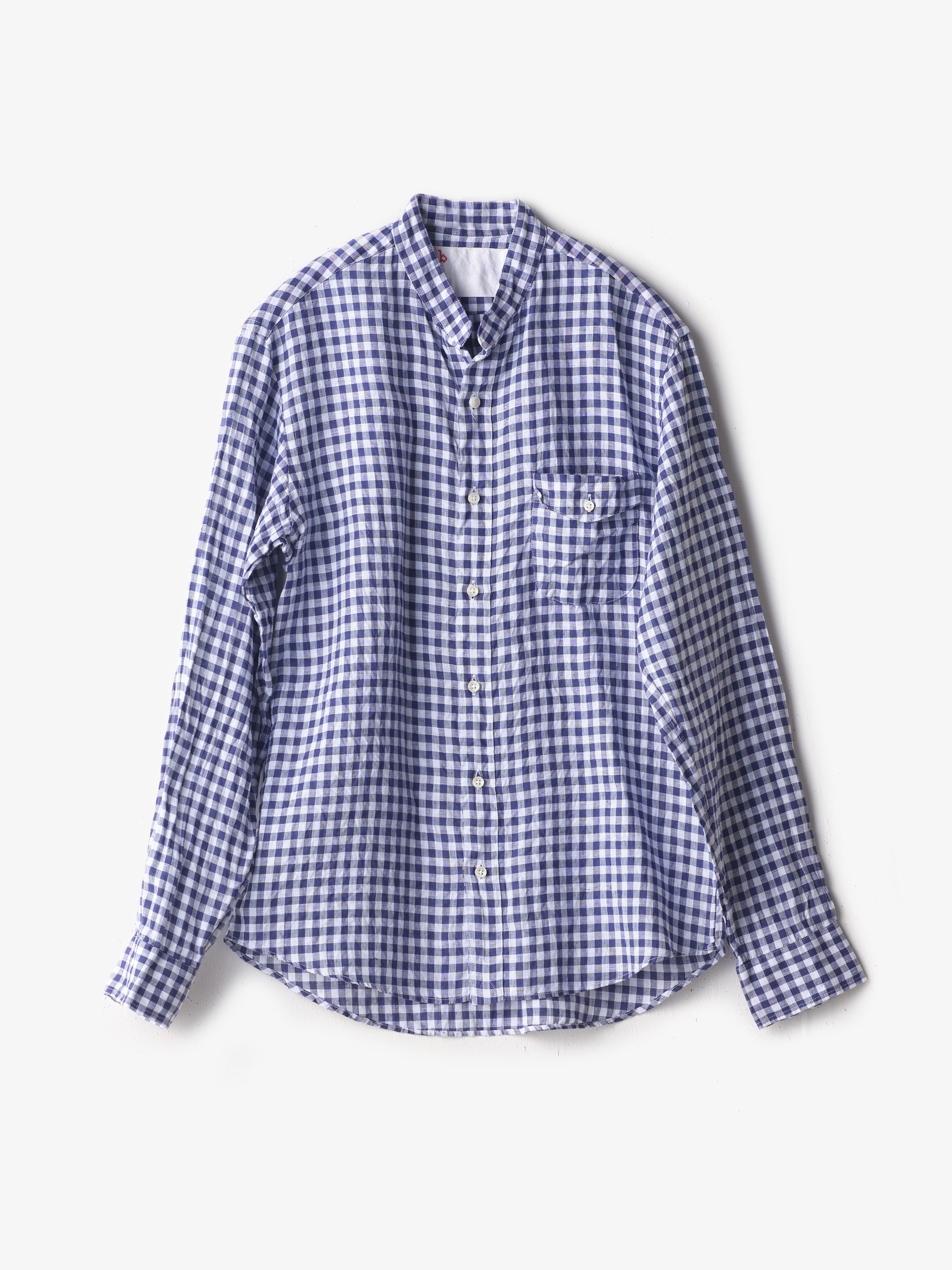 classico/h.b スタンドカラーシャツ/ハードマンズリネン gingham