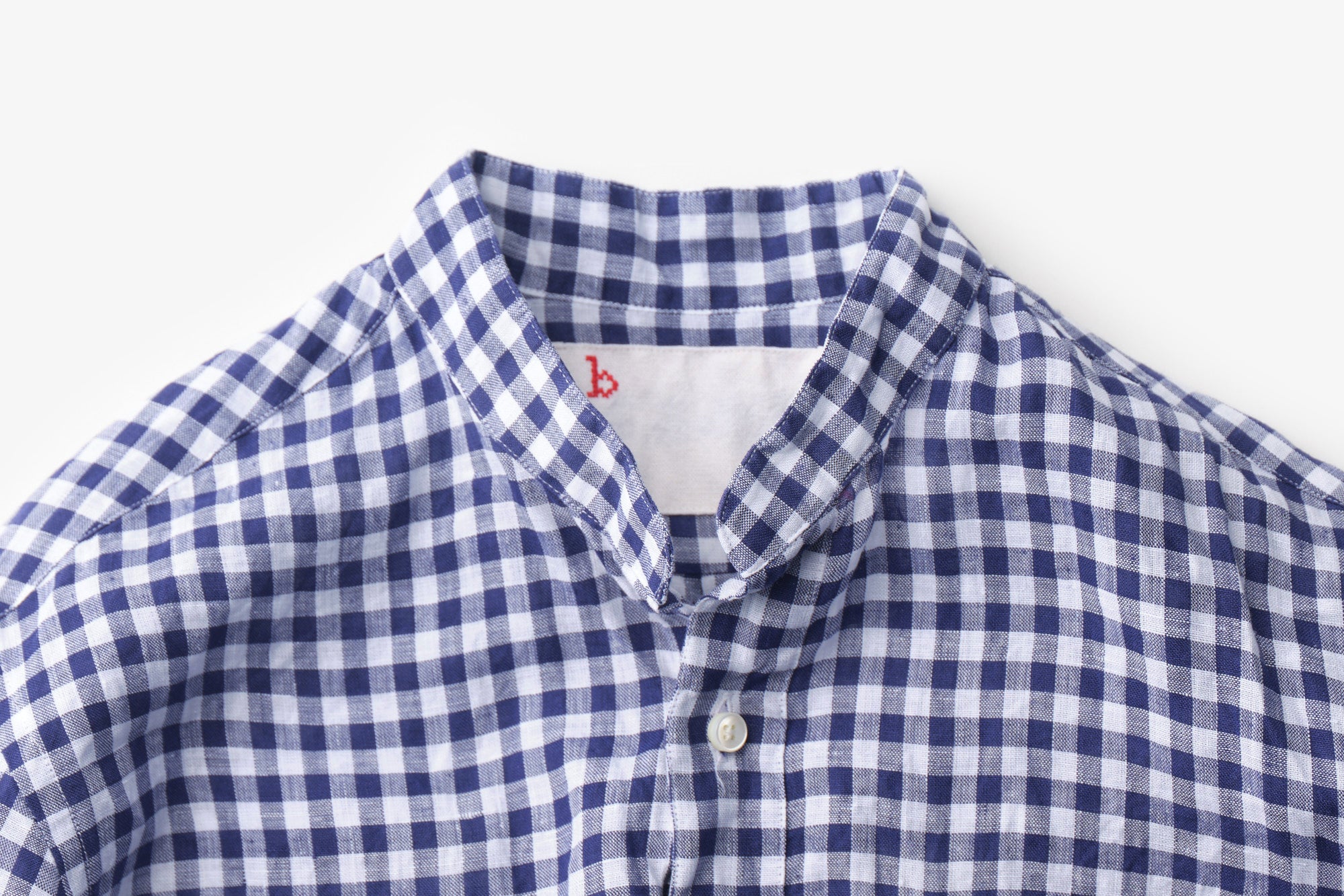 classico/h.b スタンドカラーシャツ/ハードマンズリネン gingham