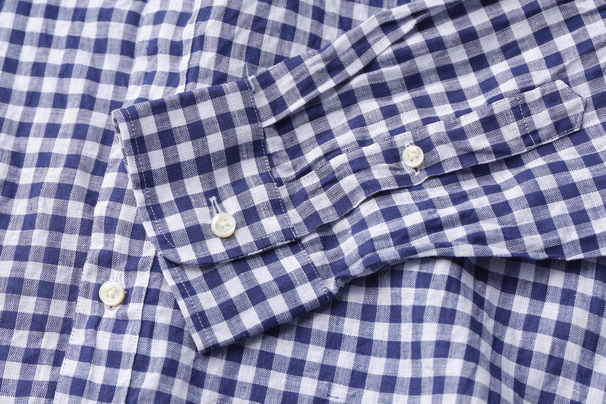 classico/h.b スタンドカラーシャツ/ハードマンズリネン gingham