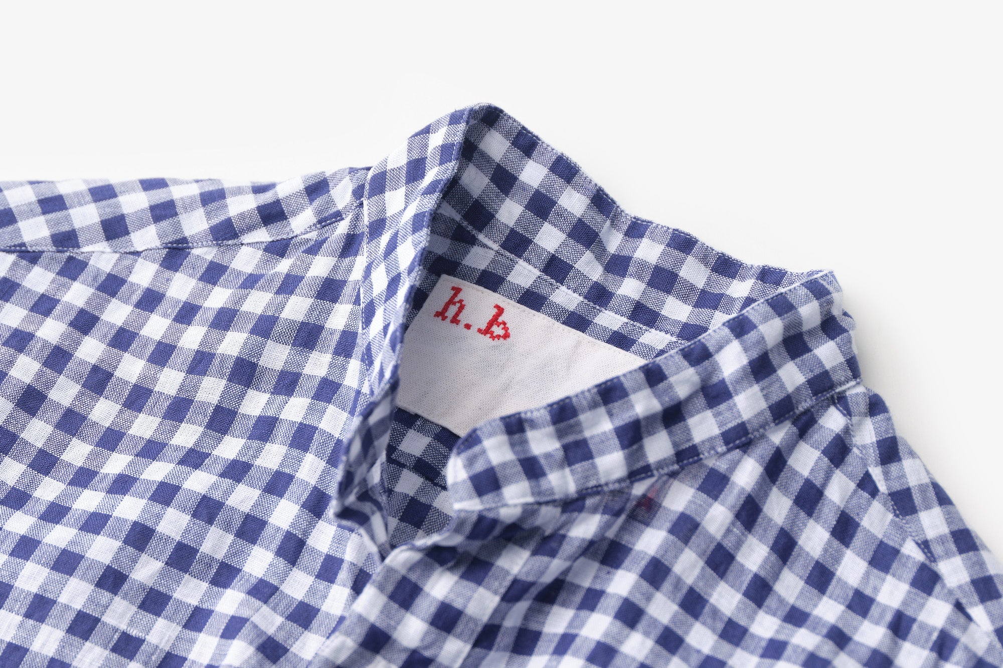 classico/h.b スタンドカラーシャツ/ハードマンズリネン gingham