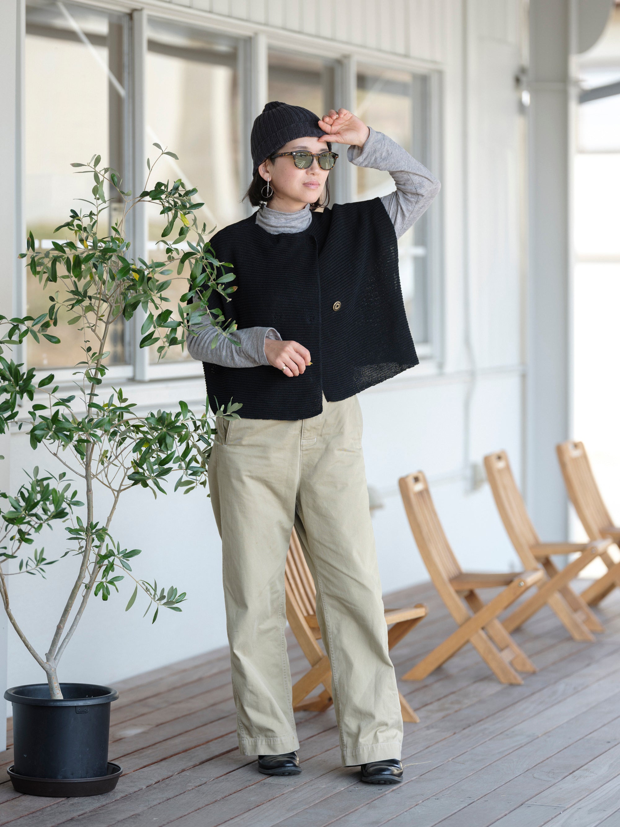 宝島染工/和紙ニットダブルベスト