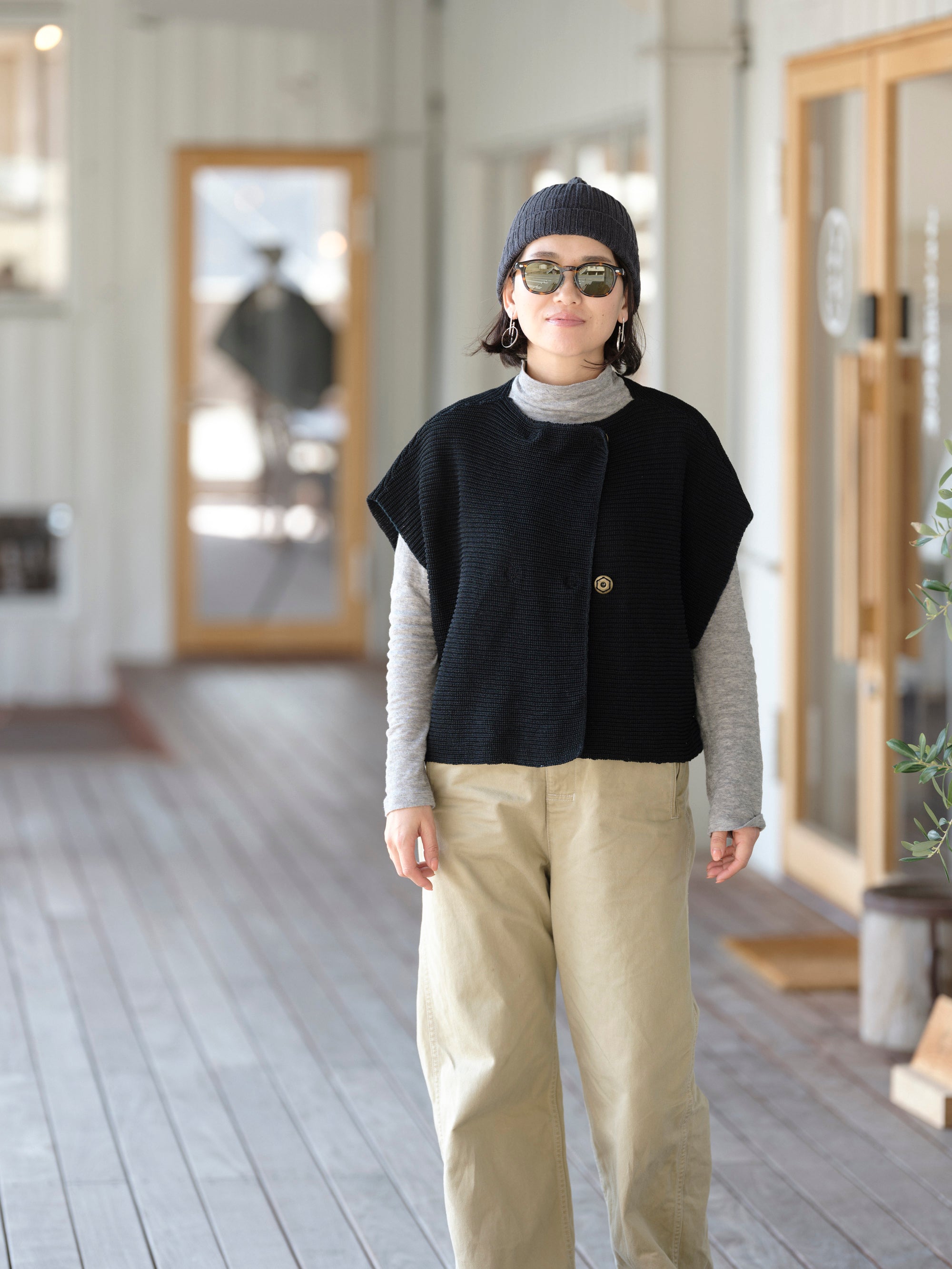 宝島染工/和紙ニットダブルベスト