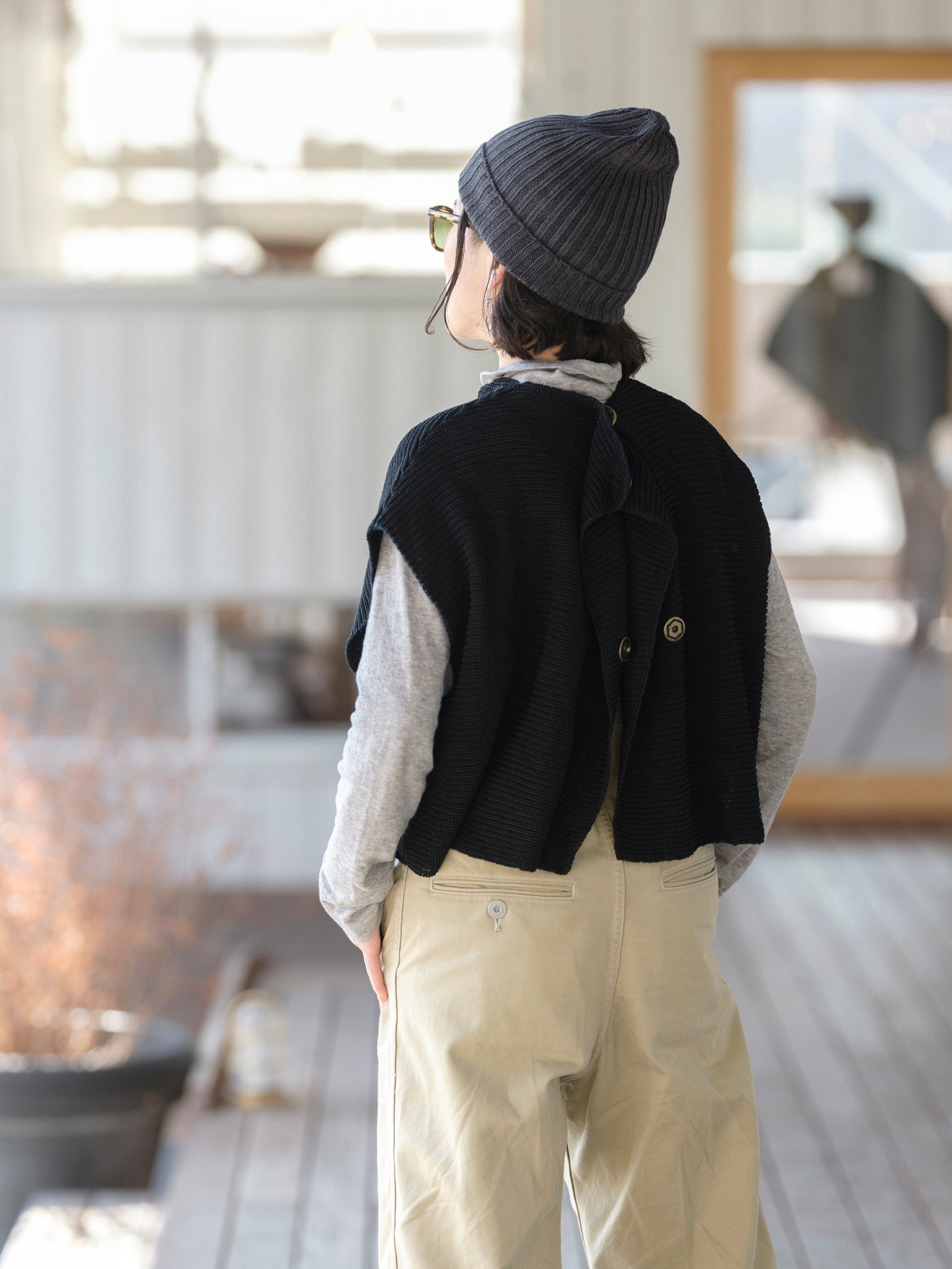 宝島染工/和紙ニットダブルベスト