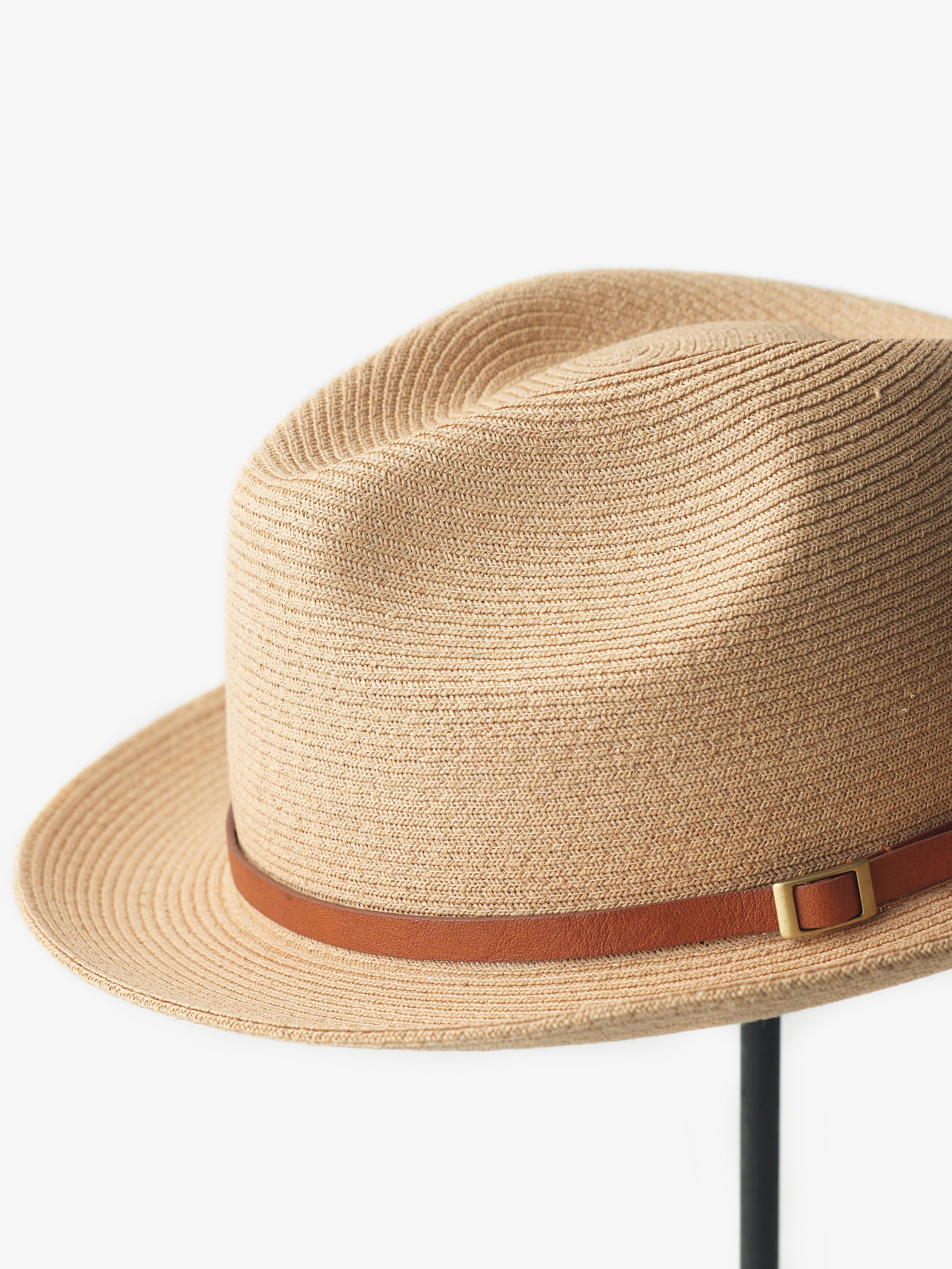 石田製帽/ラフィアブレード/中折れ革ベルト