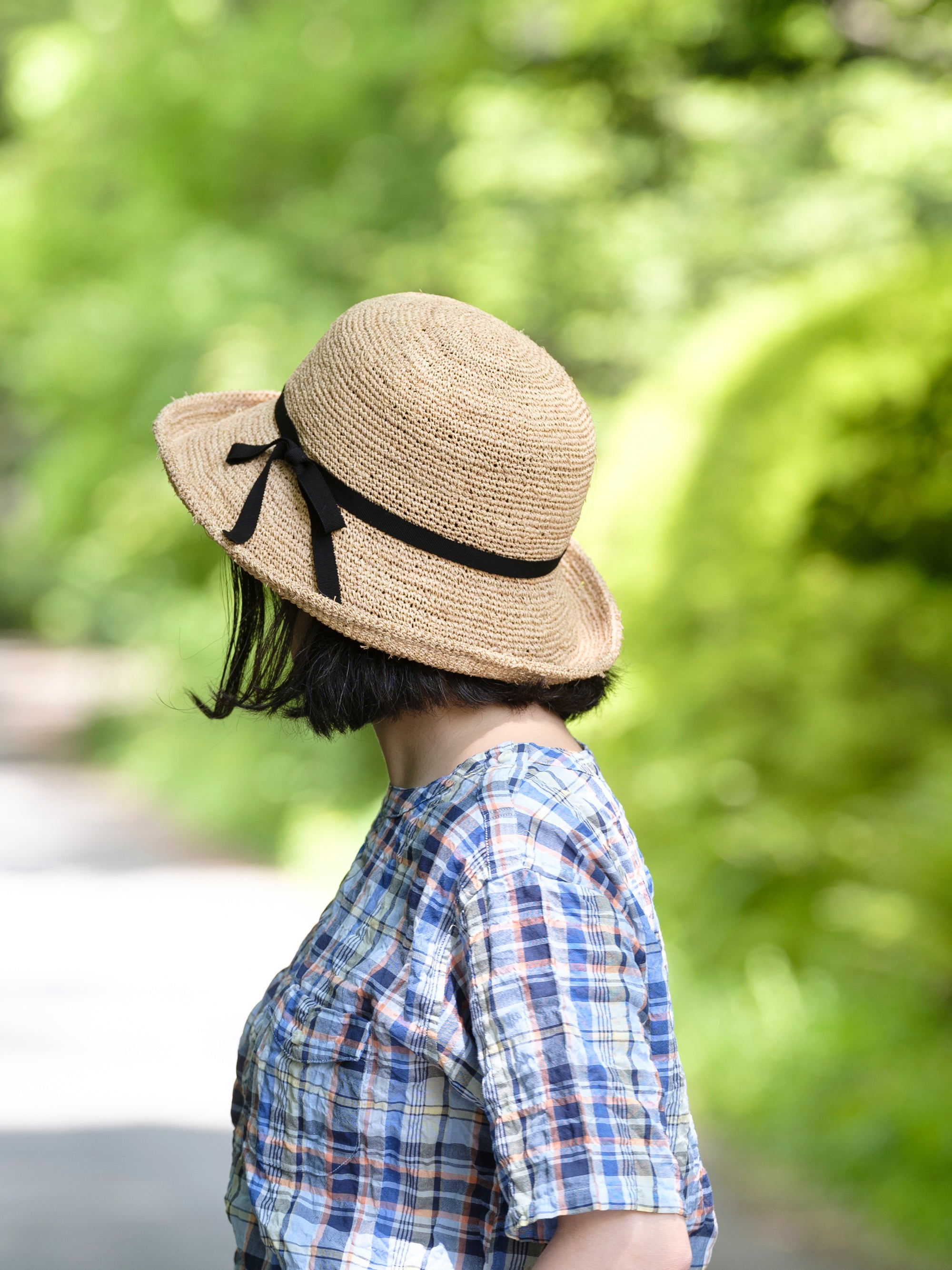 石田製帽/ラフィア糸入りかぎ編み/ソフトハットセーラ