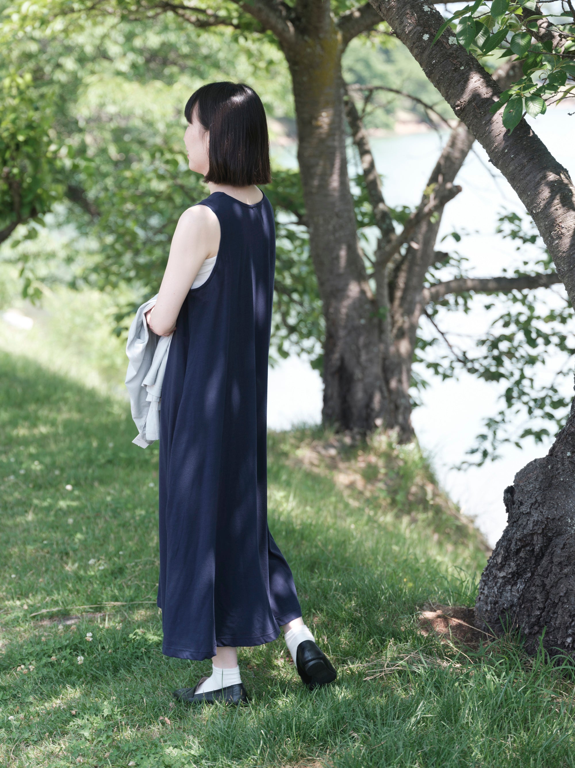 yohaku/強撚糸アルティメイトピマ/ノースリーブワンピース