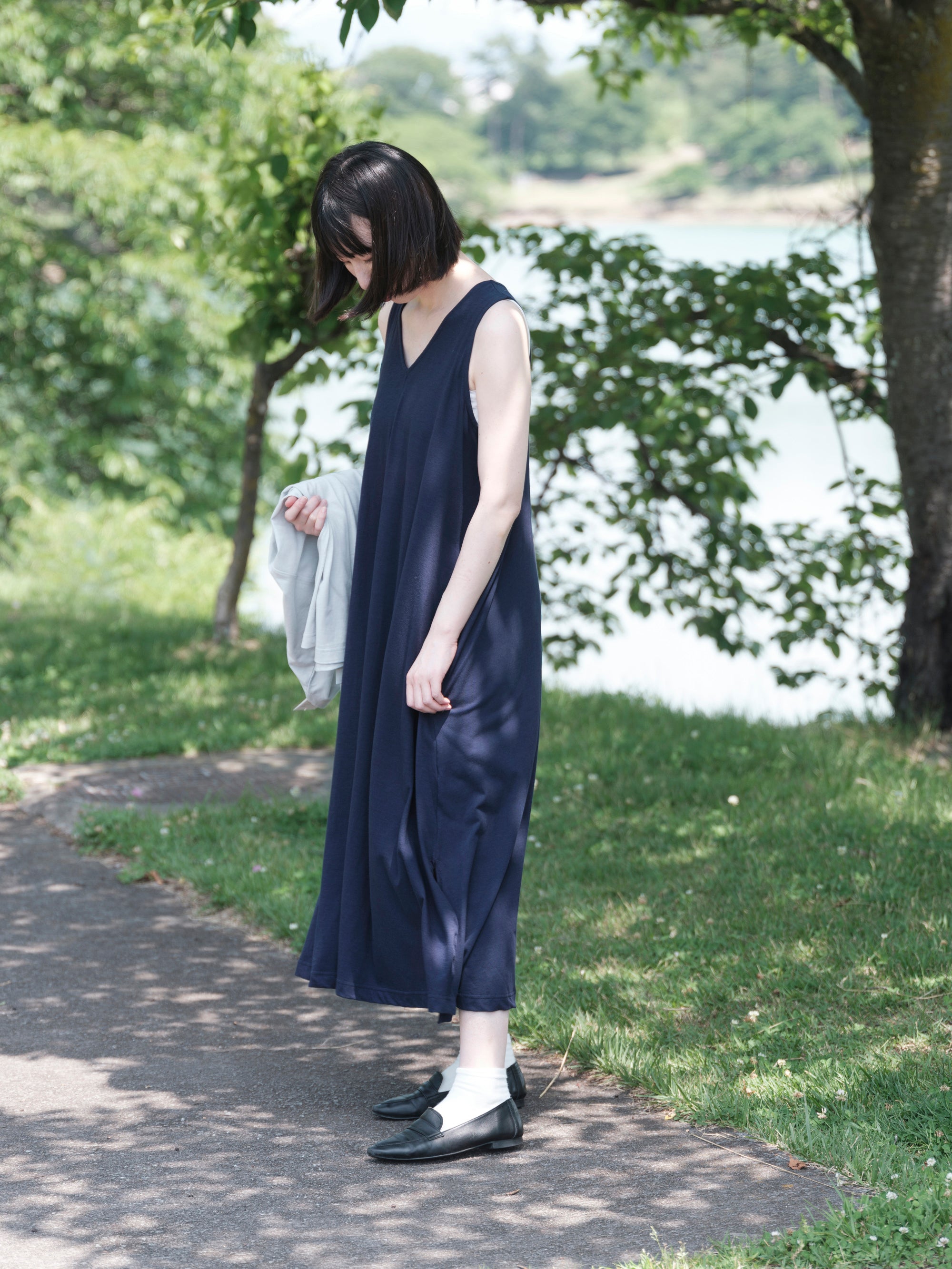 yohaku/強撚糸アルティメイトピマ/ノースリーブワンピース