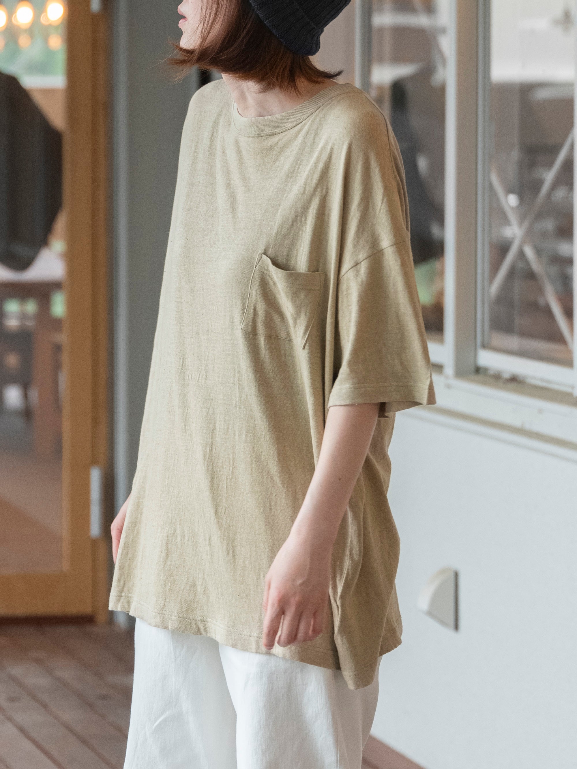 yohaku/オーガニックカラードコットン/ガーゼ天竺/ポケットTシャツ