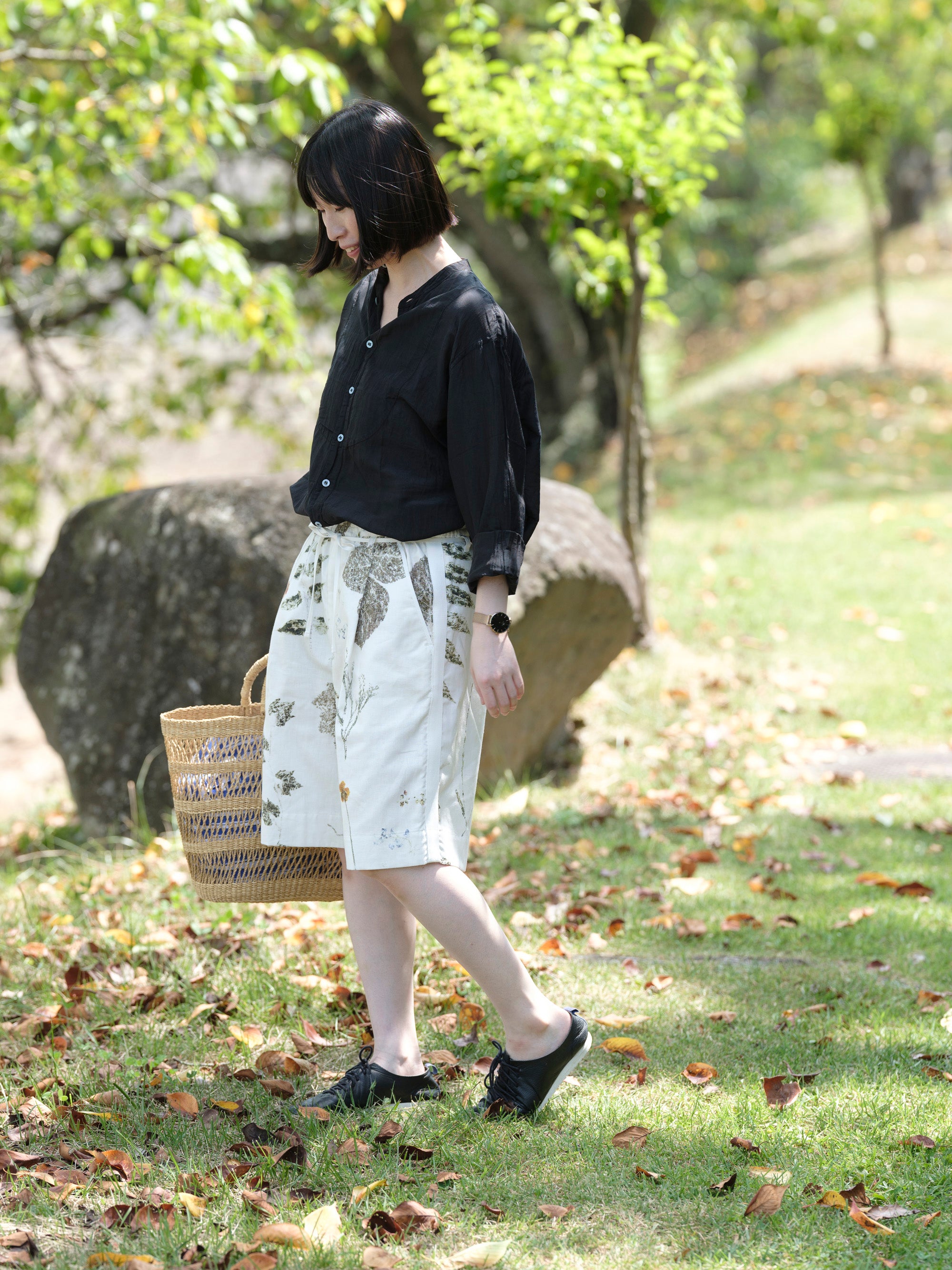 ASEEDONCLOUD/shokuonshitsu short trousers/plant memories print