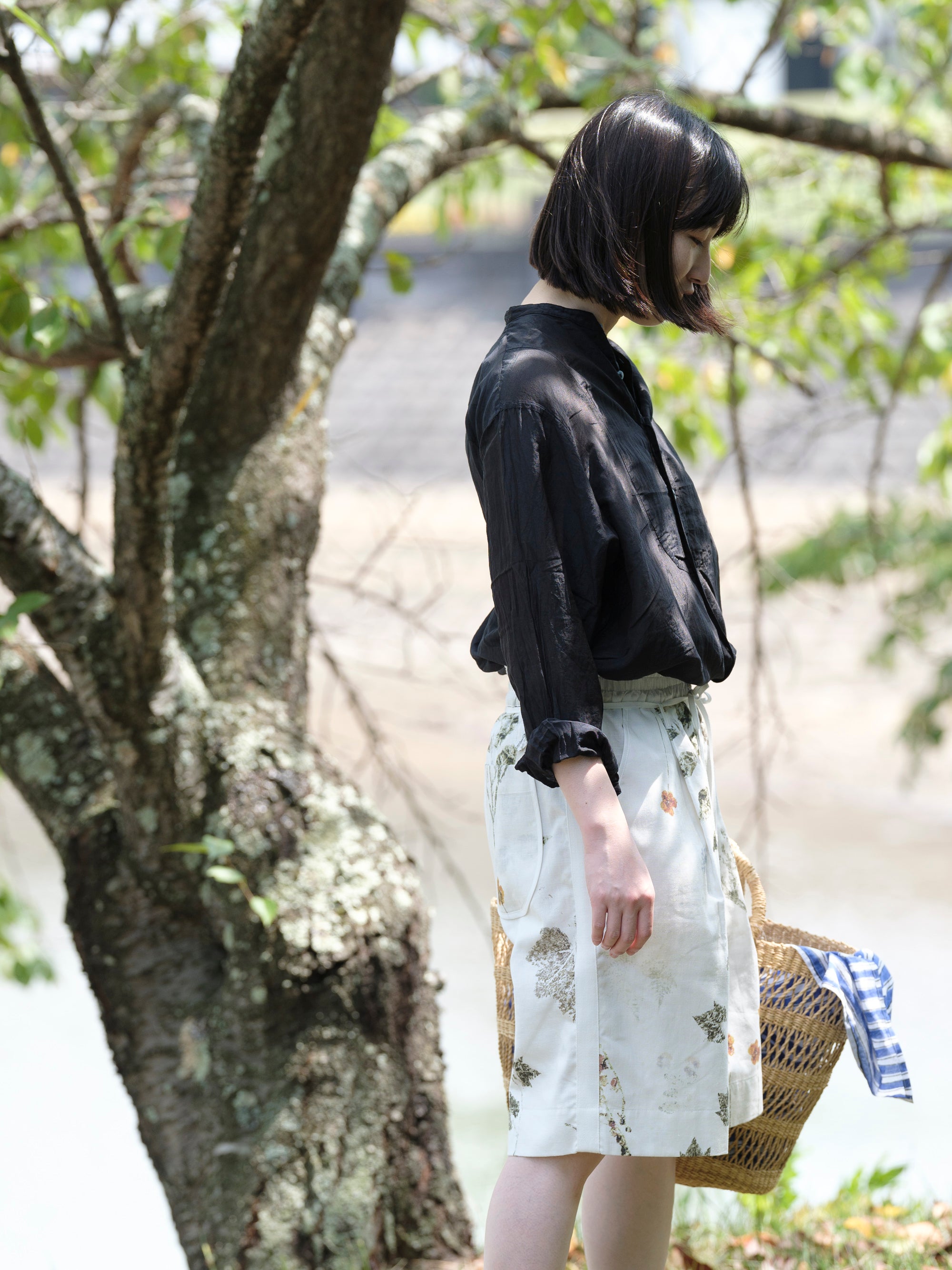 ASEEDONCLOUD/shokuonshitsu short trousers/plant memories print
