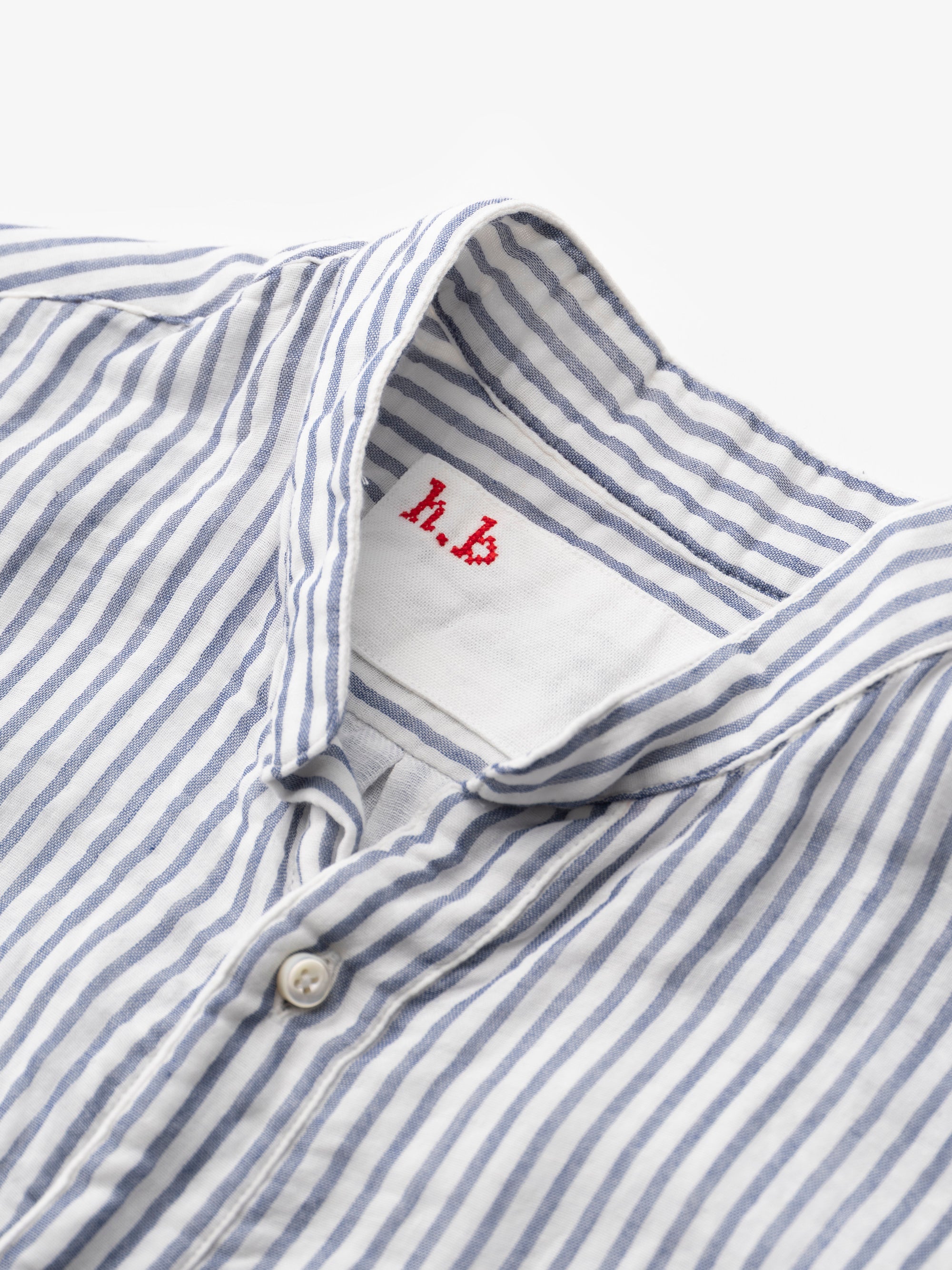 classico/h.b スタンドカラーシャツ/ダブルガーゼ ストライプ