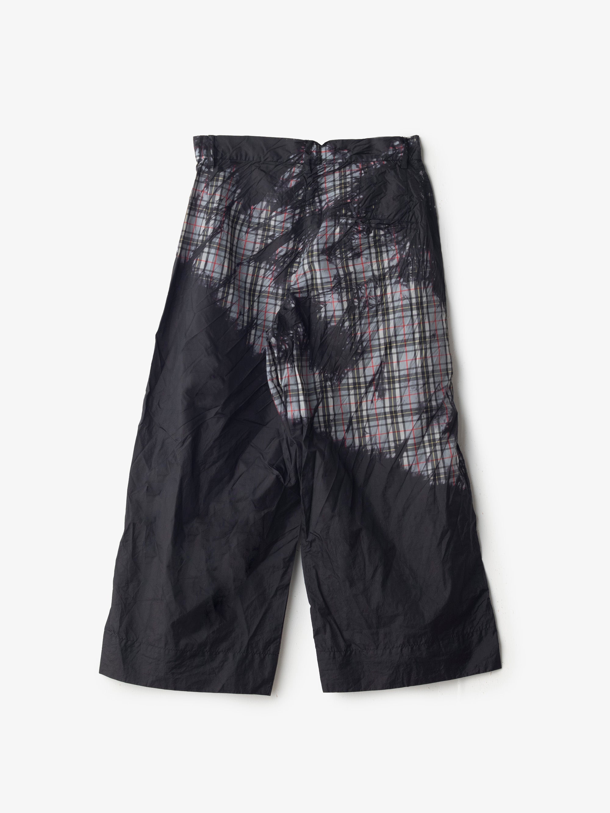 宝島染工/ワイドクロップドパンツ KAGE check GRAY/乙なもの