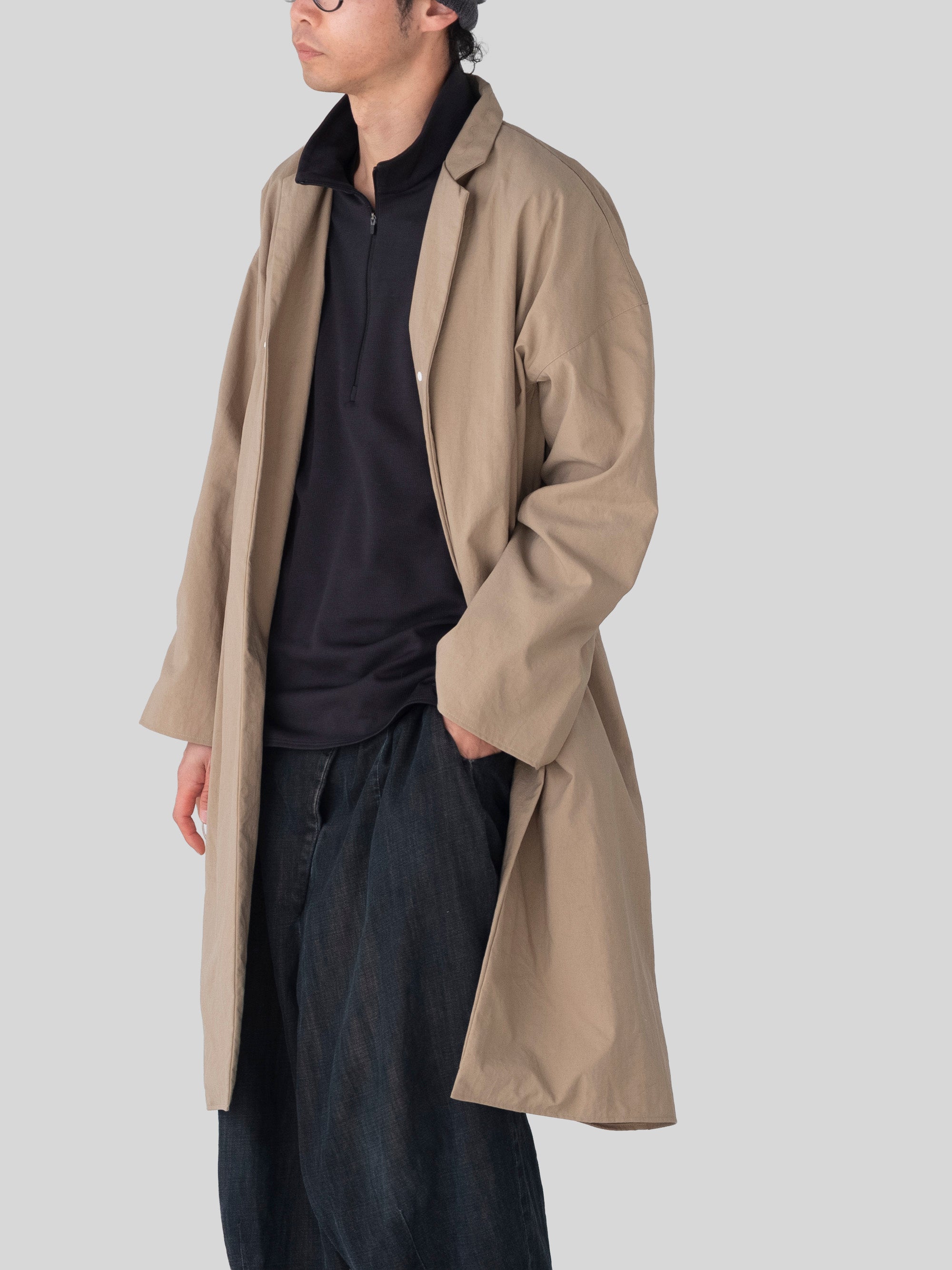 MUYA/ナイロン リバリーコート/テーラードカラー