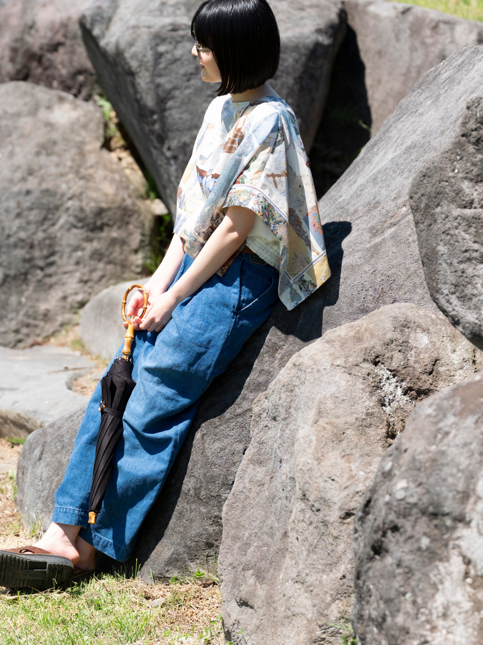 ASEEDONCLOUD/Furoshiki Blouse/Travel memories print