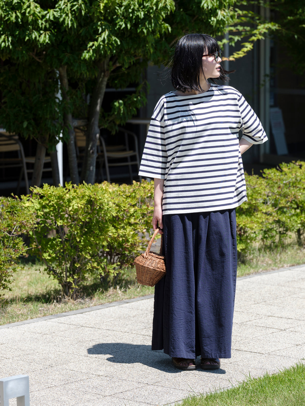 tamaki niime/wide pants long/cotton