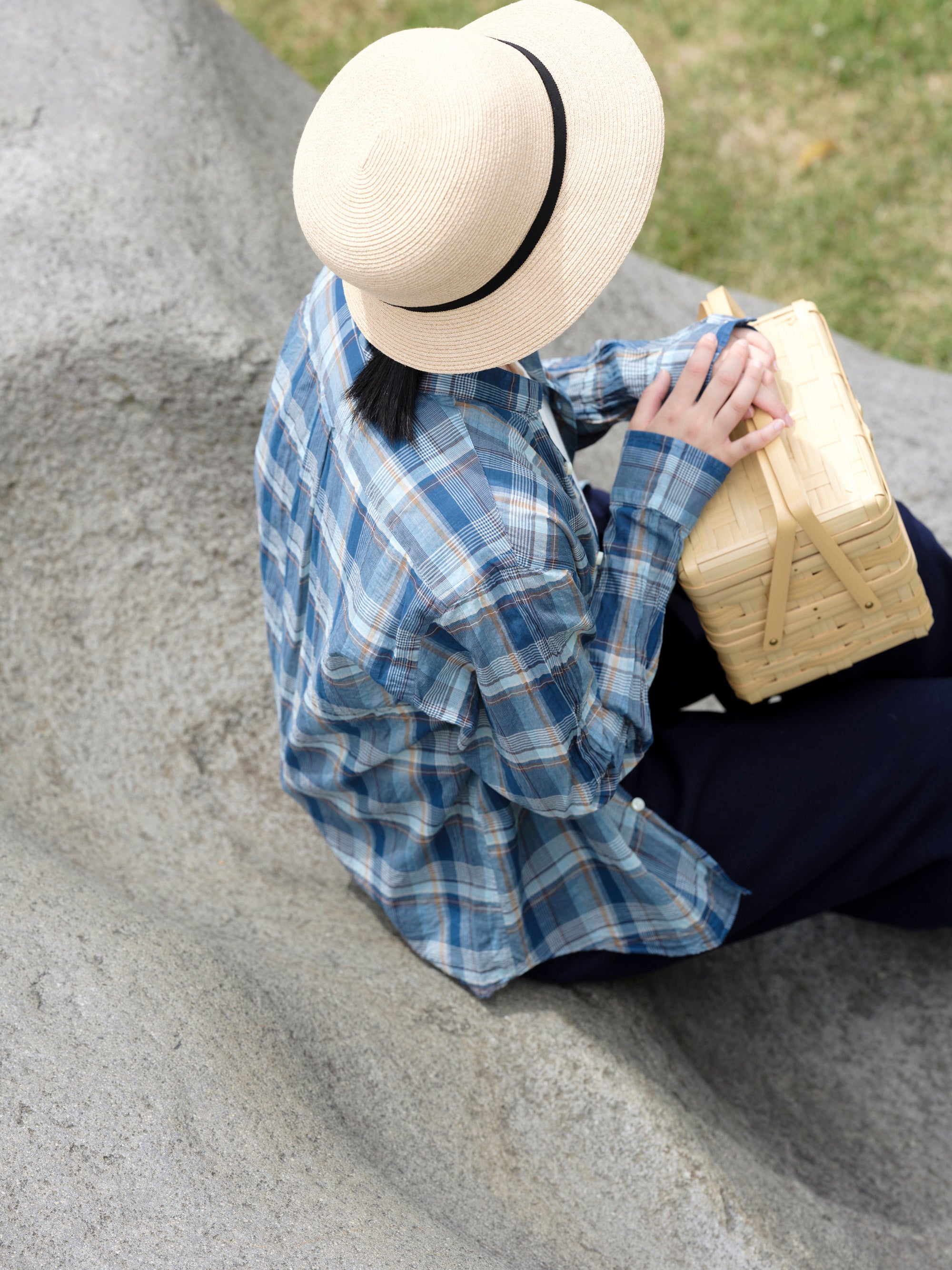 classico/h.b スタンドカラーシャツ/lawn madras/sunny days