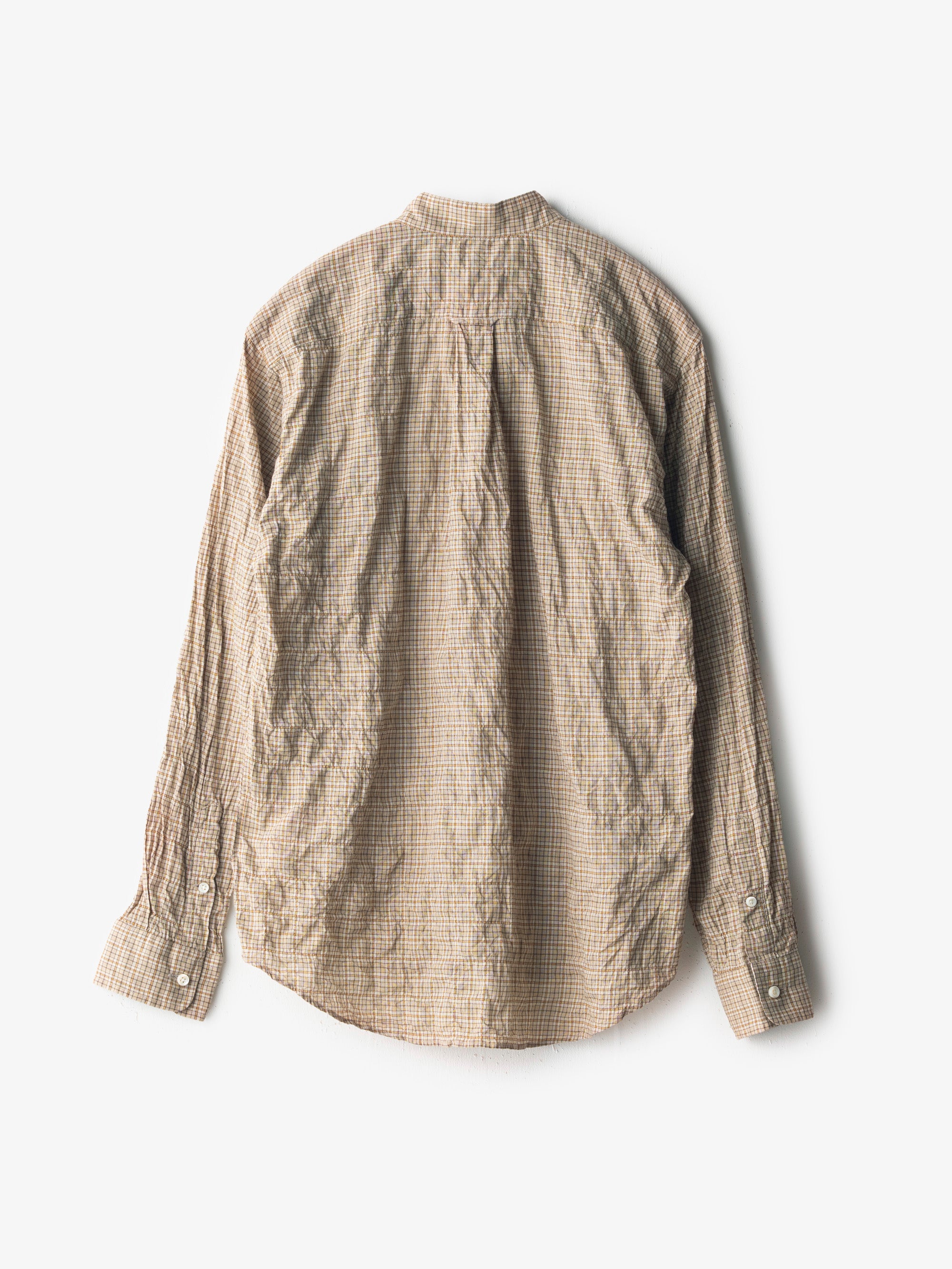 classico/h.b スタンドカラーシャツ/sharring check/natural nuts